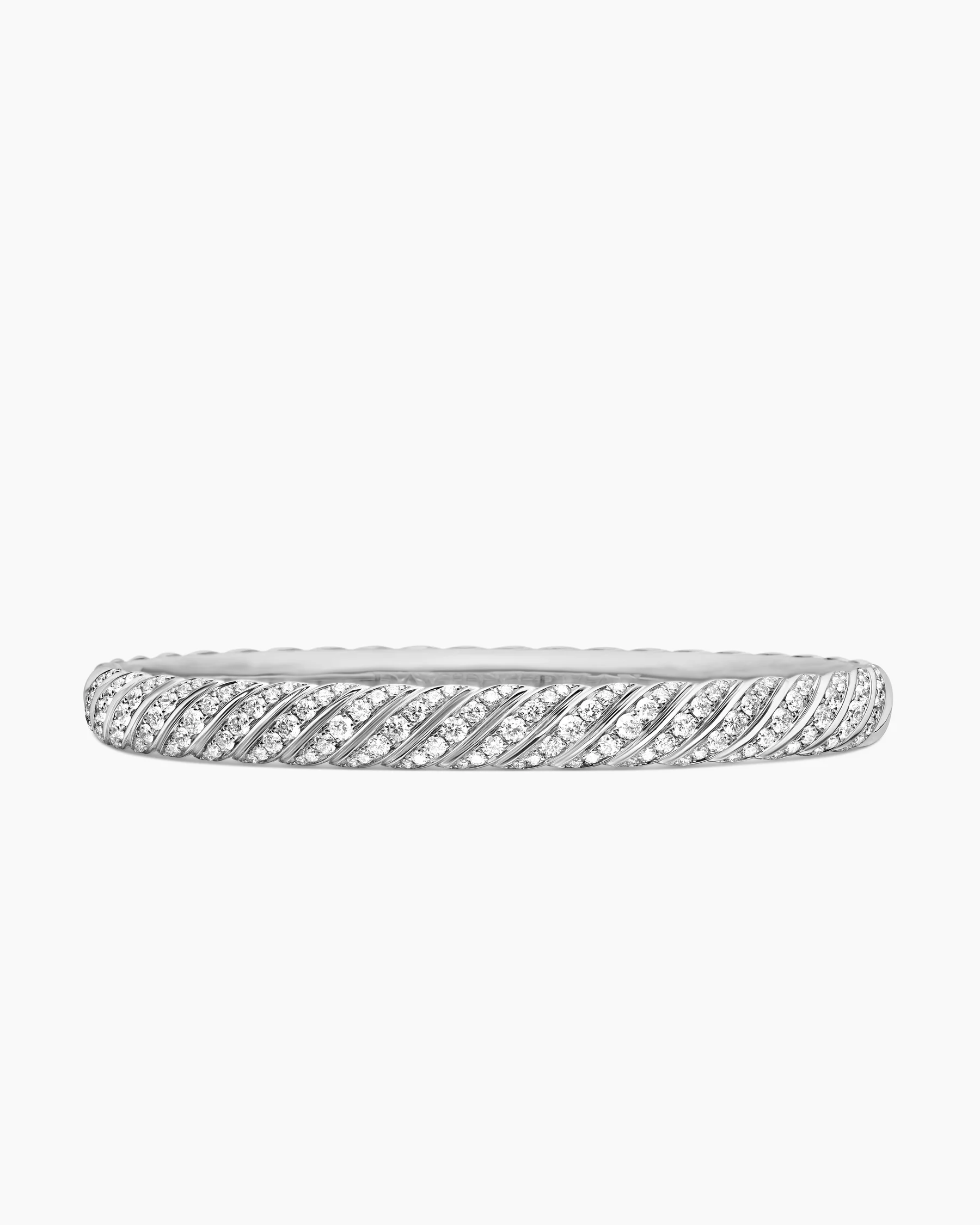 Sculpted Cable Bangle Bracelet in Black Titanium with Black Diamonds, 6.2mm