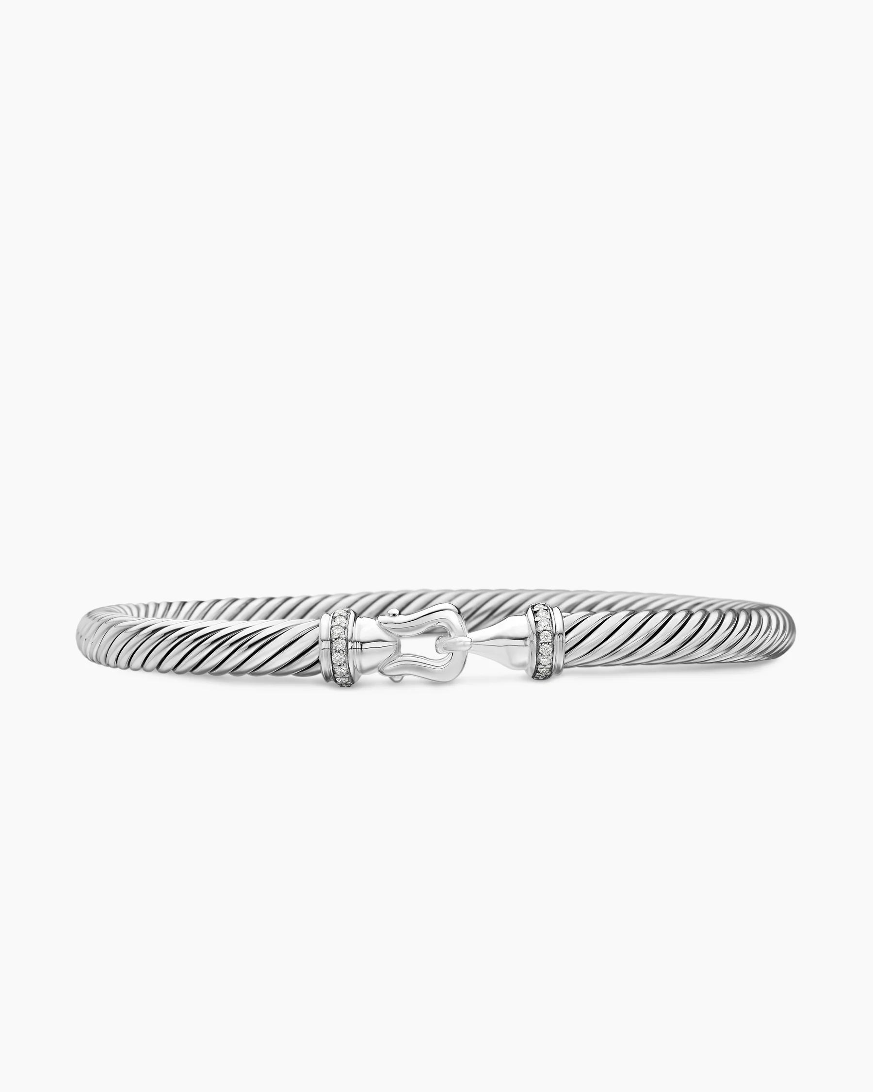Buckle Classic Cable Bracelet in Sterling Silver with Diamonds, 5mm