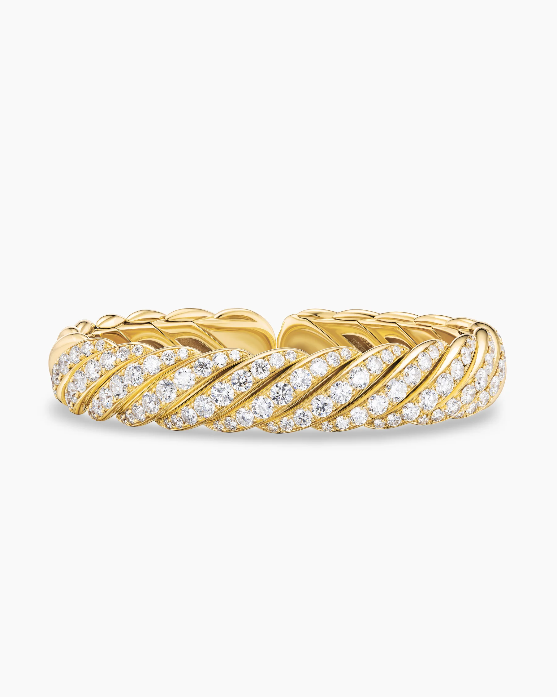 Sculpted Cable Flex® Bracelet in 18K White Gold with Diamonds, 11mm