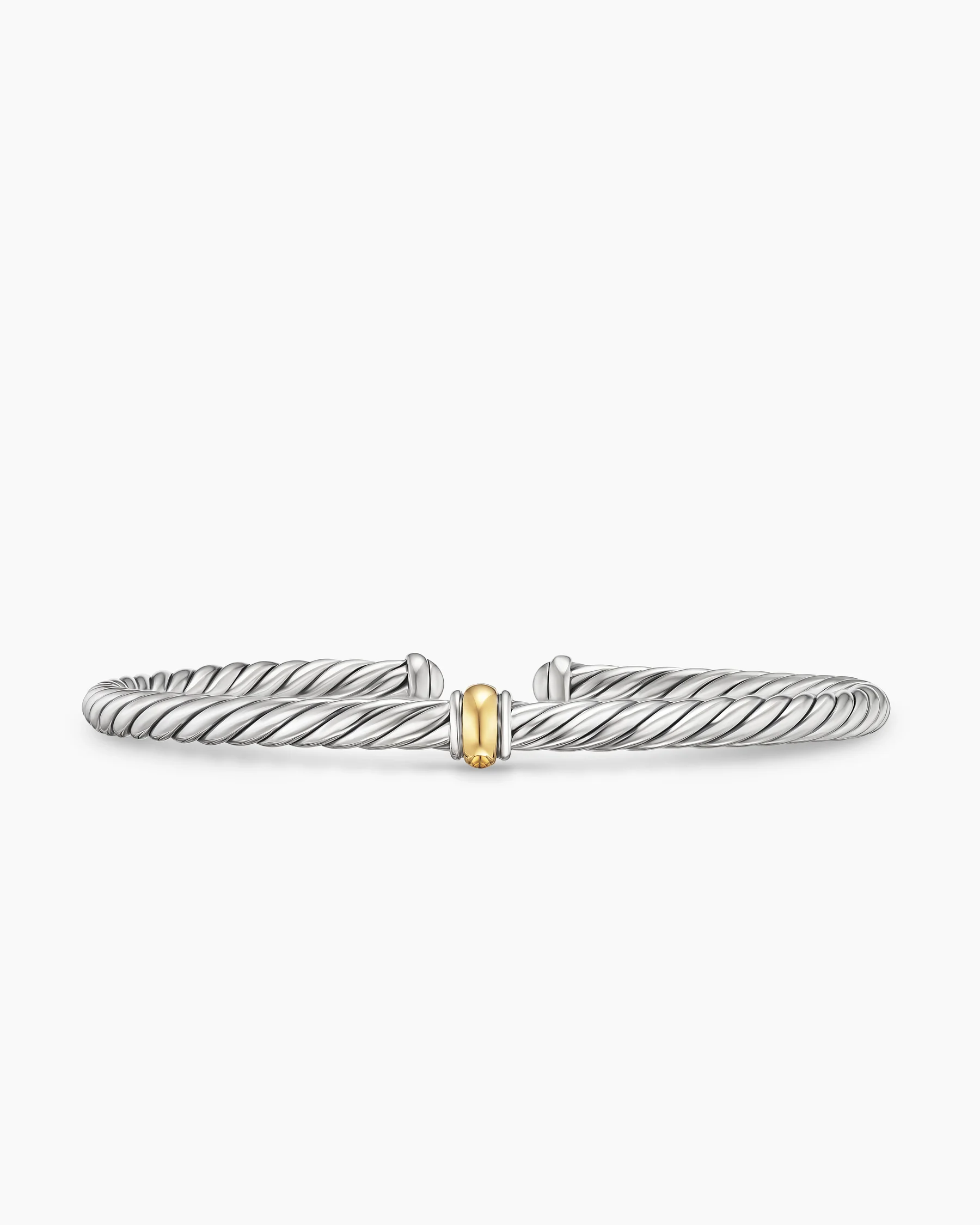 Cable Flex® Station Bracelet in Sterling Silver with 14K Yellow Gold, 4mm