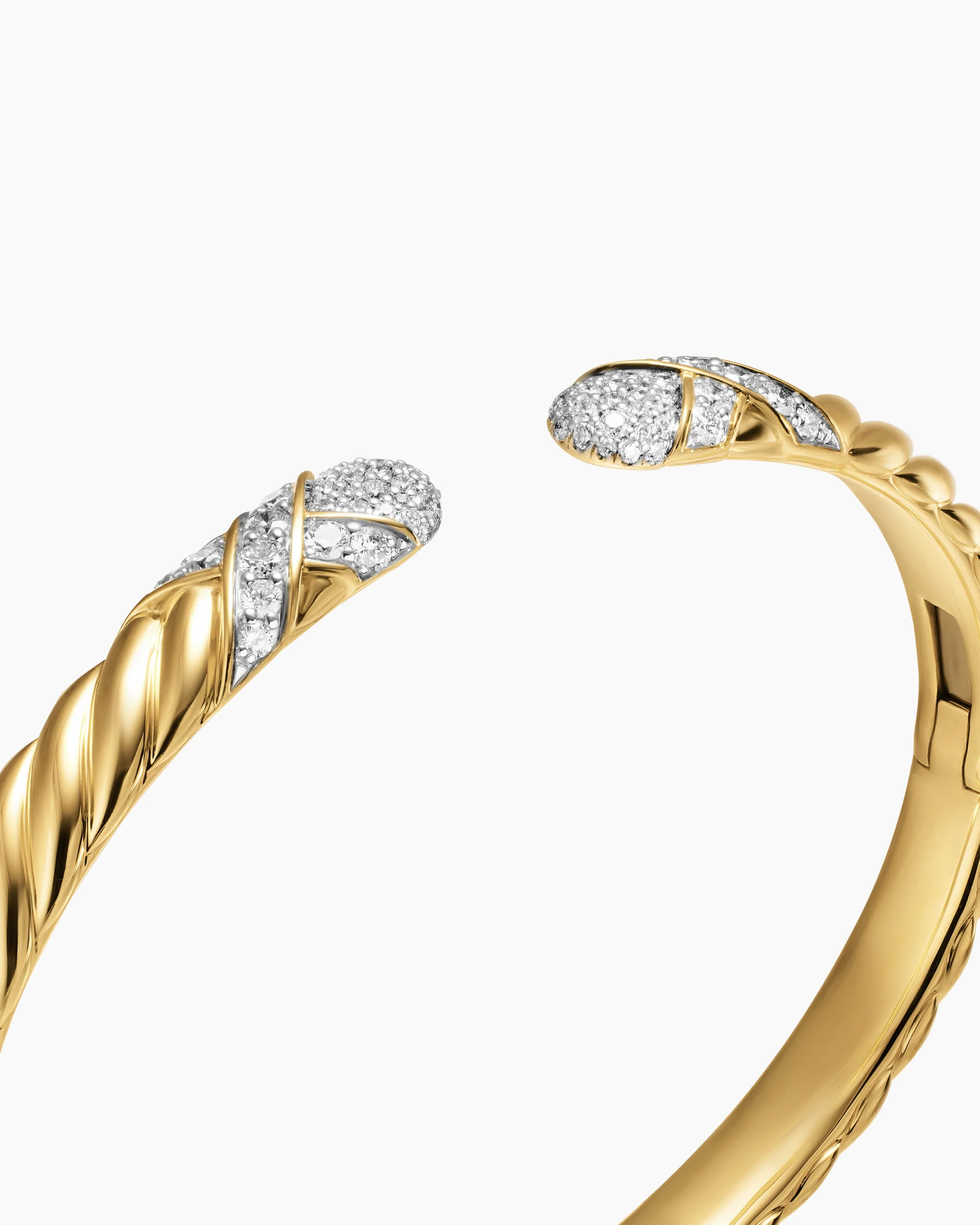 Sculpted Cable X Cuff Bracelet in 18K Yellow Gold with Diamonds, 6.2mm 5 Sculpted Cable X Cuff Bracelet in 18K Yellow Gold with Diamonds, 6.2mm