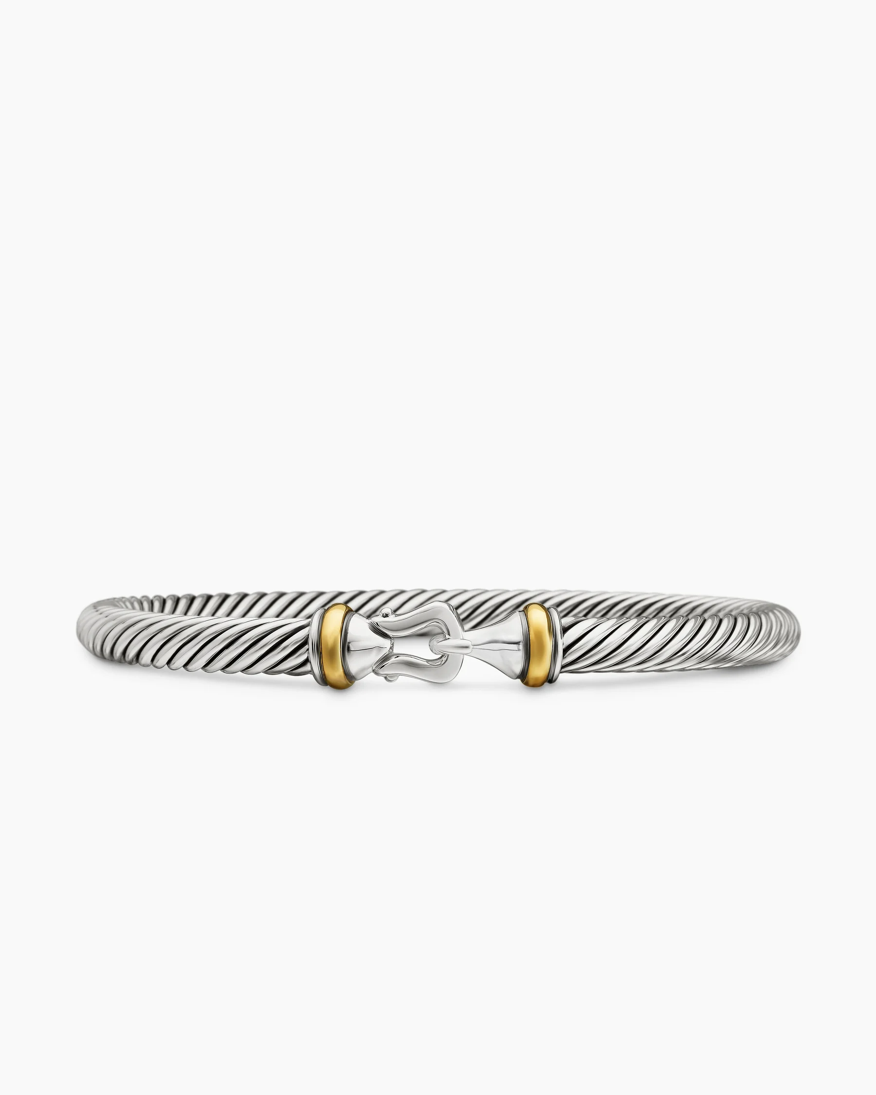 Buckle Classic Cable Bracelet in Sterling Silver with 18K Yellow Gold, 5mm