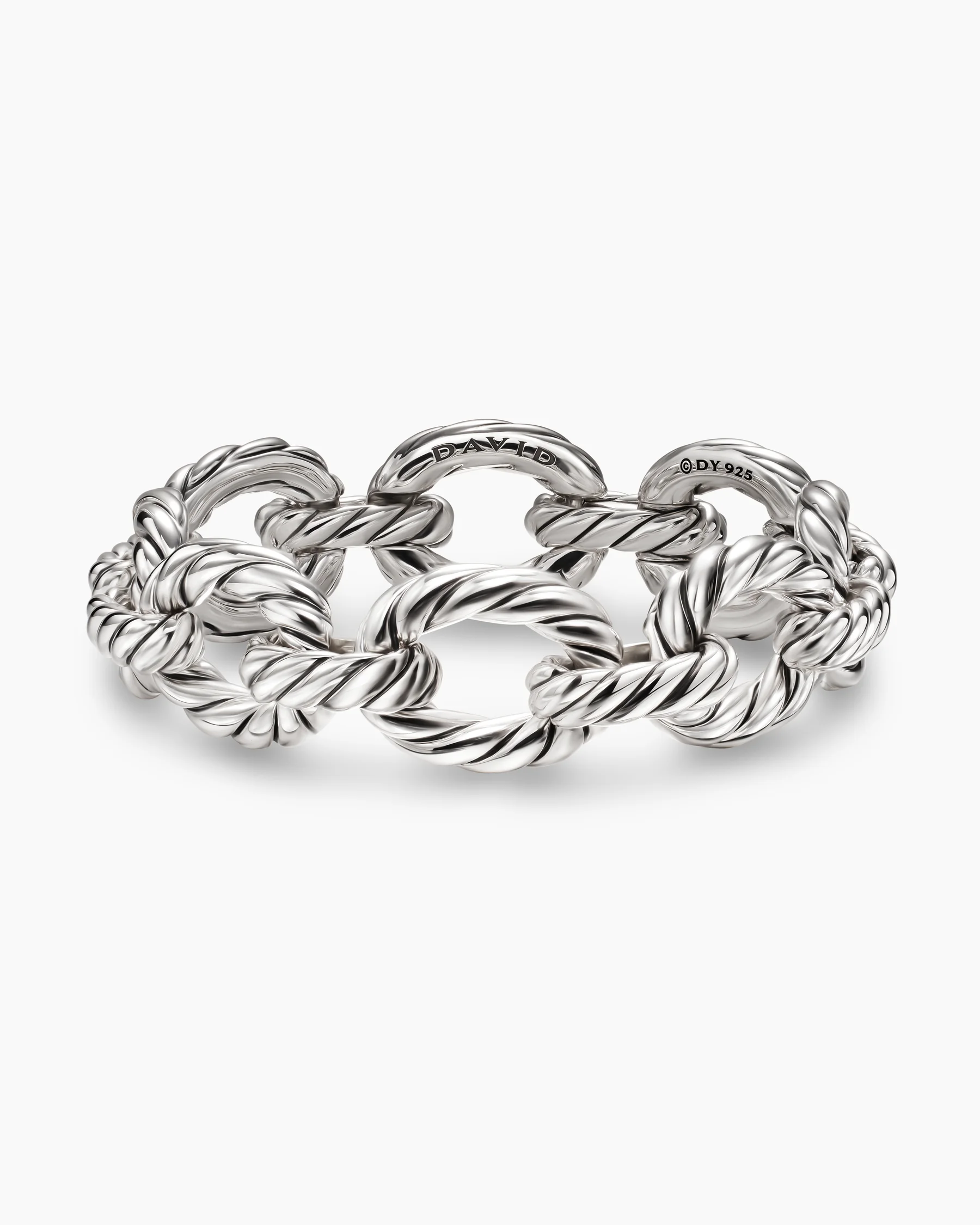 Sculpted Cable Oval Link Bracelet in Sterling Silver, 18mm