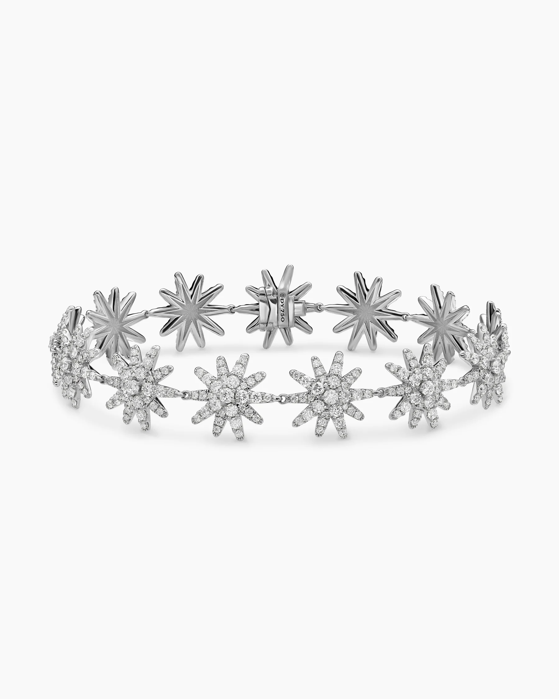 Starburst Pavé Tennis Bracelet in 18K Yellow Gold with Diamonds, 12.3mm