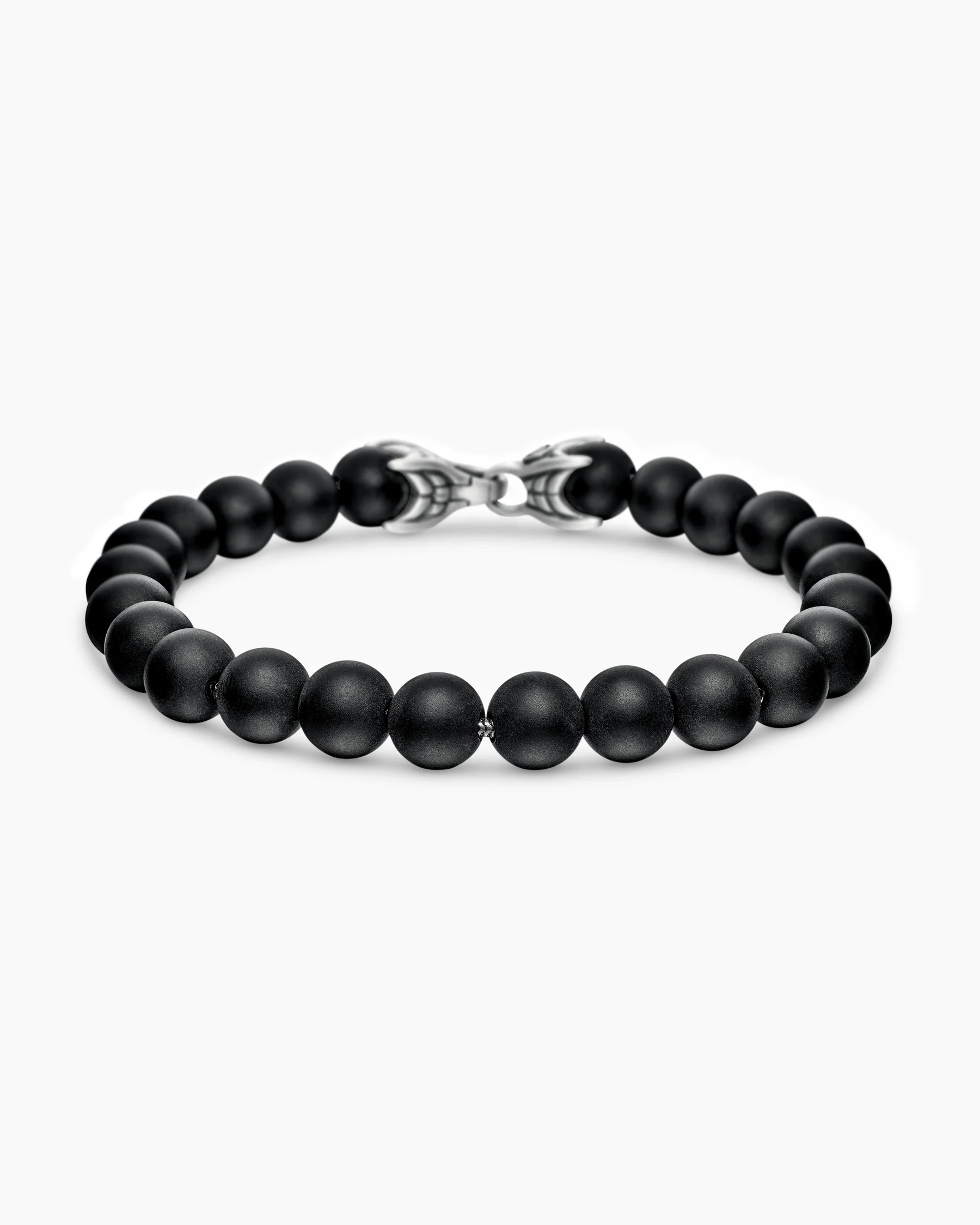 Spiritual Beads Bracelet in Sterling Silver with Black Onyx, 8mm