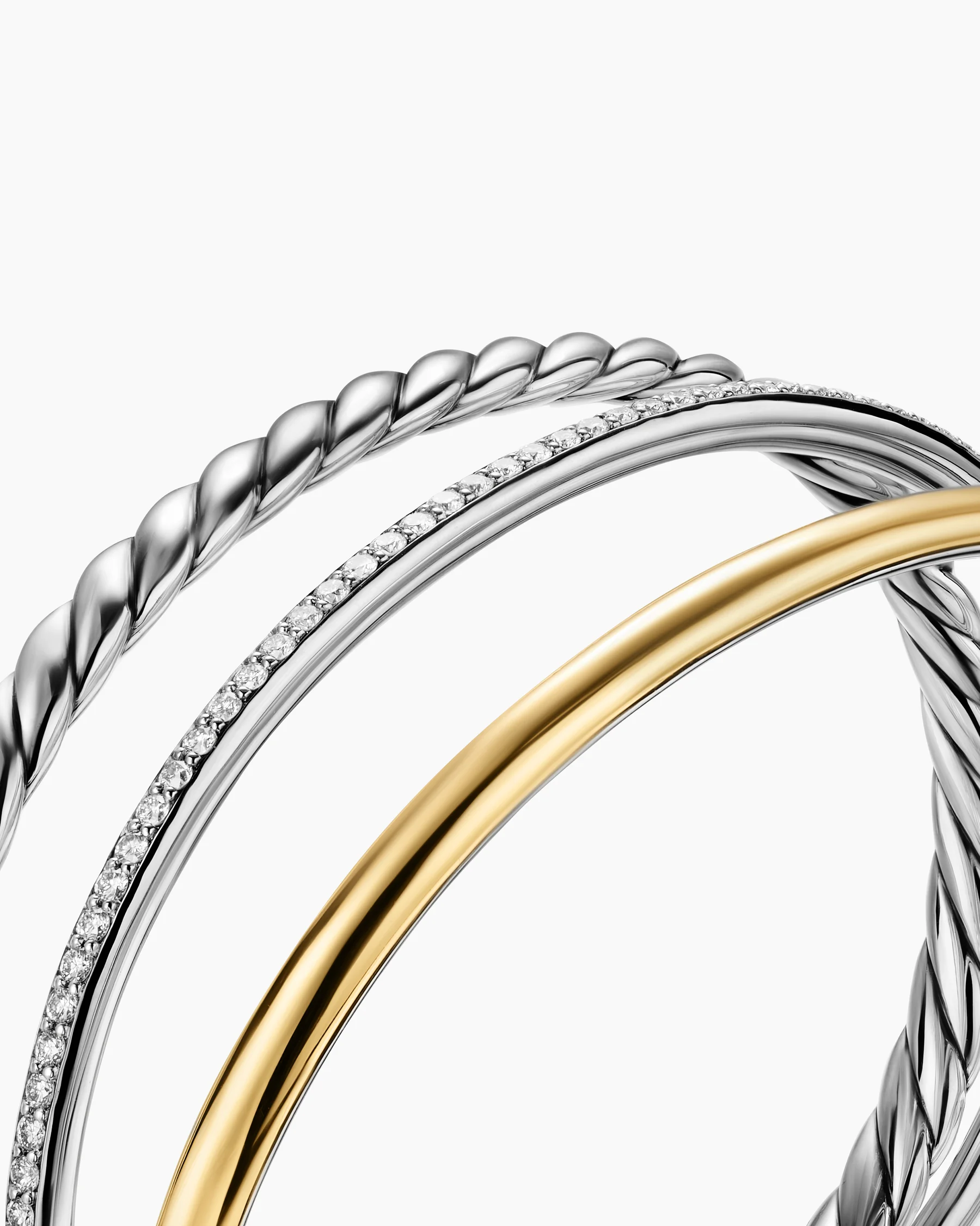 DY Mercer® Three Row Cuff Bracelet in Sterling Silver with Diamonds, 10.4mm 10 DY Mercer® Three Row Cuff Bracelet in Sterling Silver with Diamonds, 10.4mm
