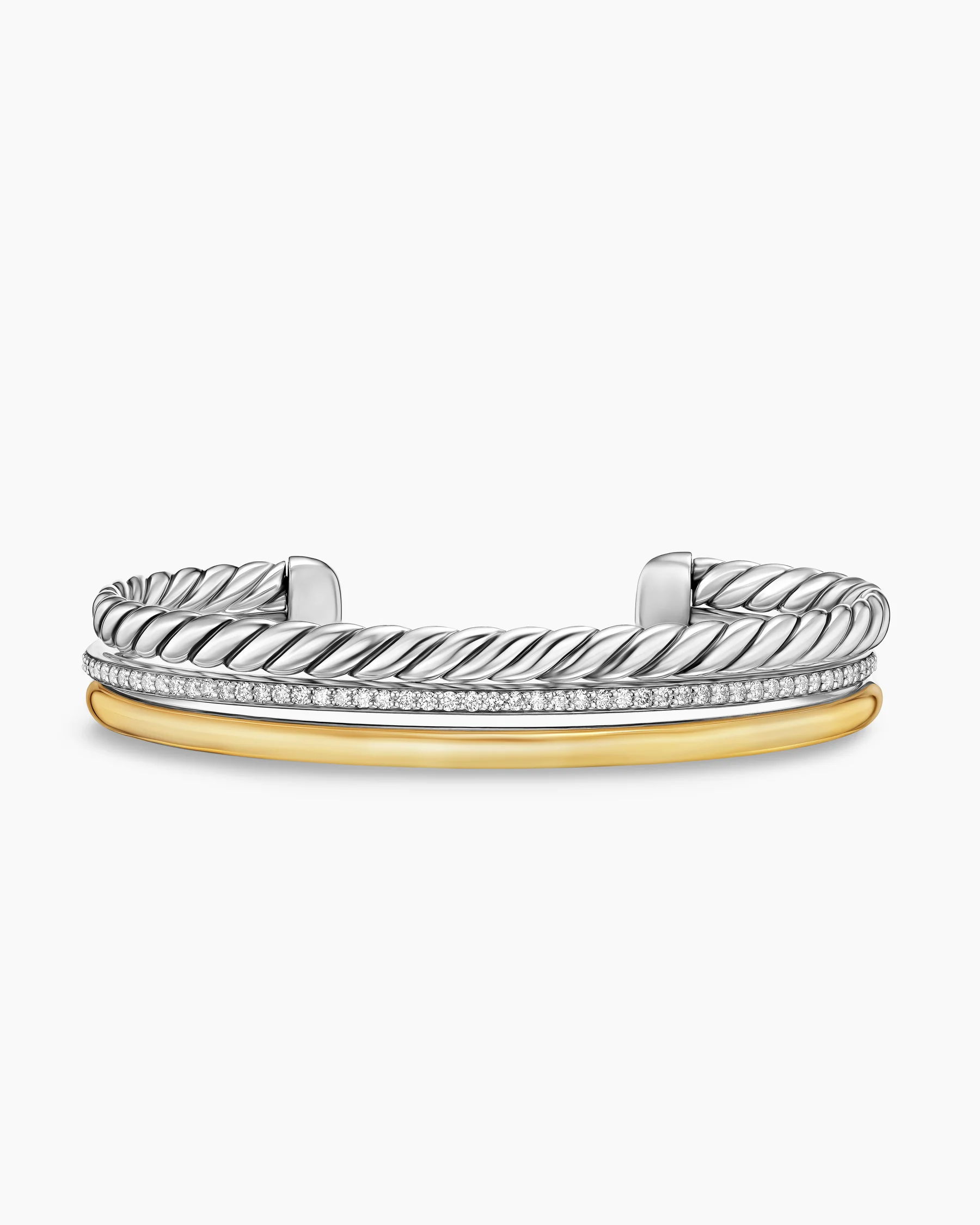 DY Mercer® Three Row Cuff Bracelet in Sterling Silver with Diamonds, 10.4mm 6 DY Mercer® Three Row Cuff Bracelet in Sterling Silver with Diamonds, 10.4mm