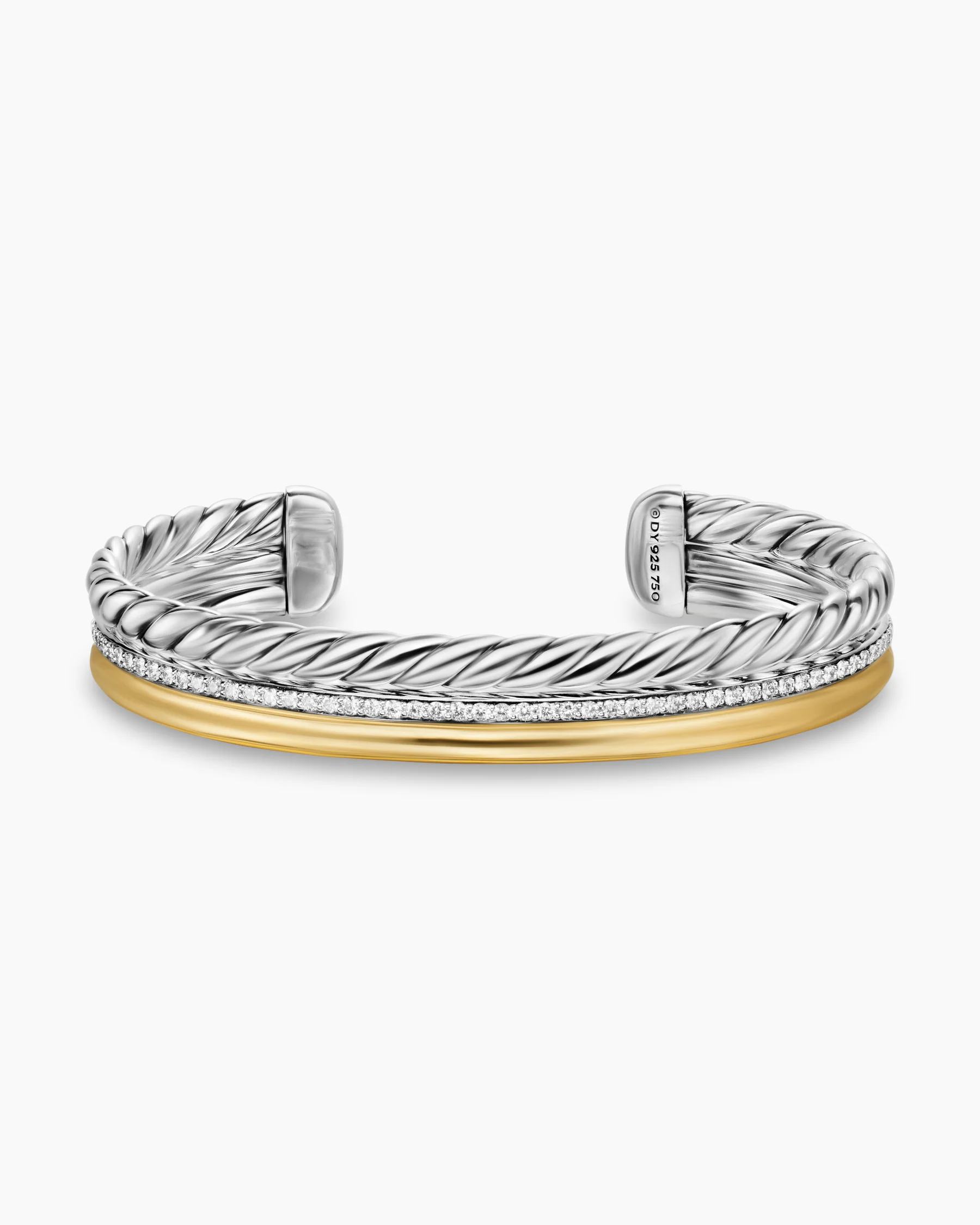 DY Mercer® Three Row Cuff Bracelet in Sterling Silver with Diamonds, 10.4mm 9 DY Mercer® Three Row Cuff Bracelet in Sterling Silver with Diamonds, 10.4mm