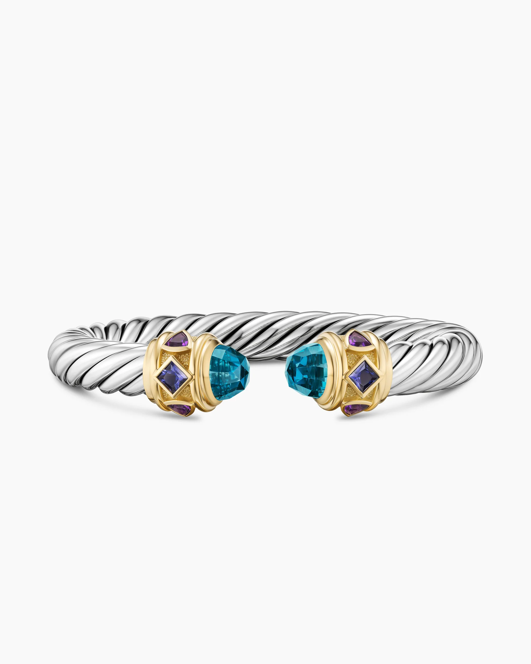 Renaissance® Cable Flex® Bracelet in Sterling Silver with 14K Yellow Gold, Hampton Blue Topaz, Iolite and Amethyst, 9mm