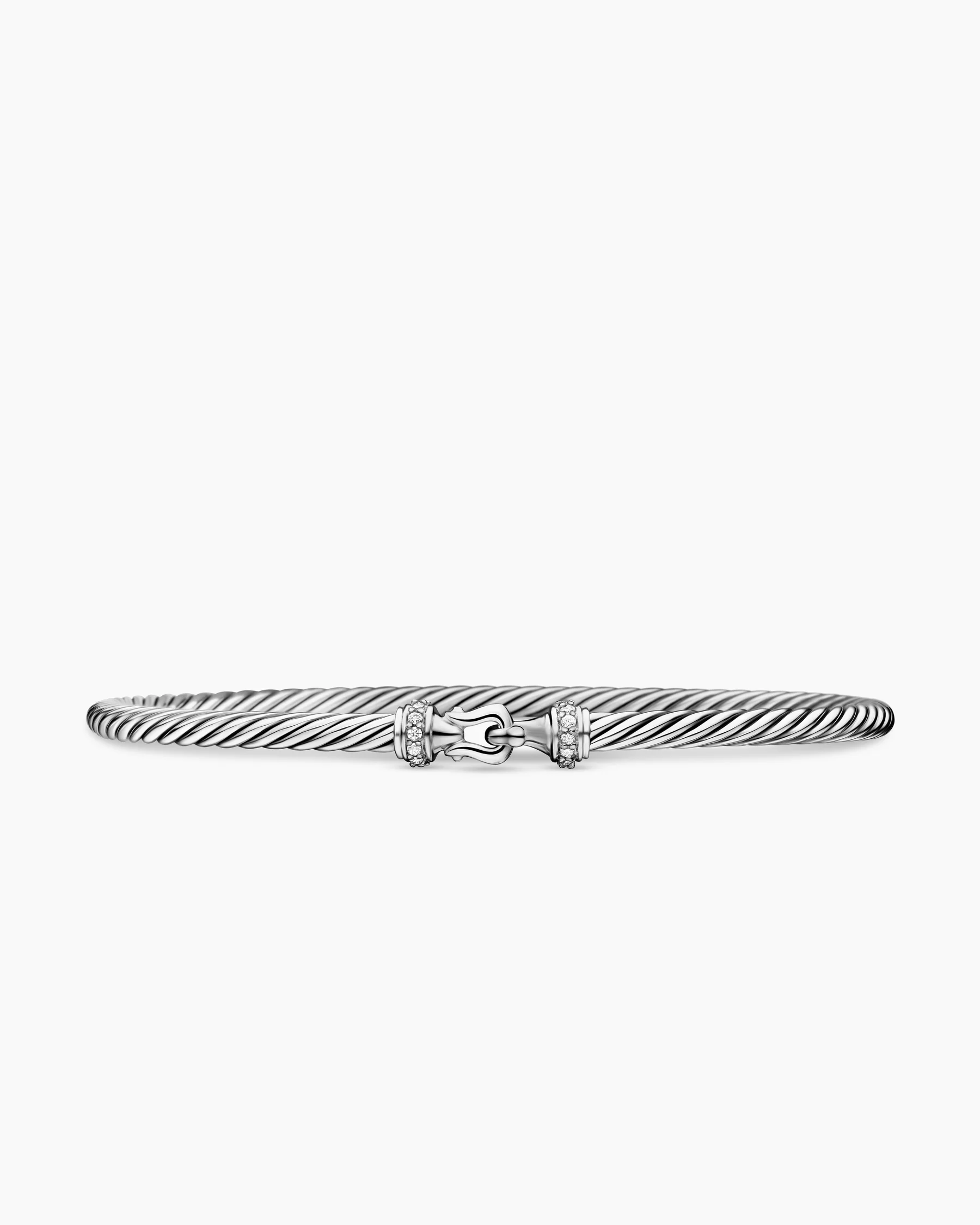 Buckle Classic Cable Bracelet in Sterling Silver with Diamonds, 3mm