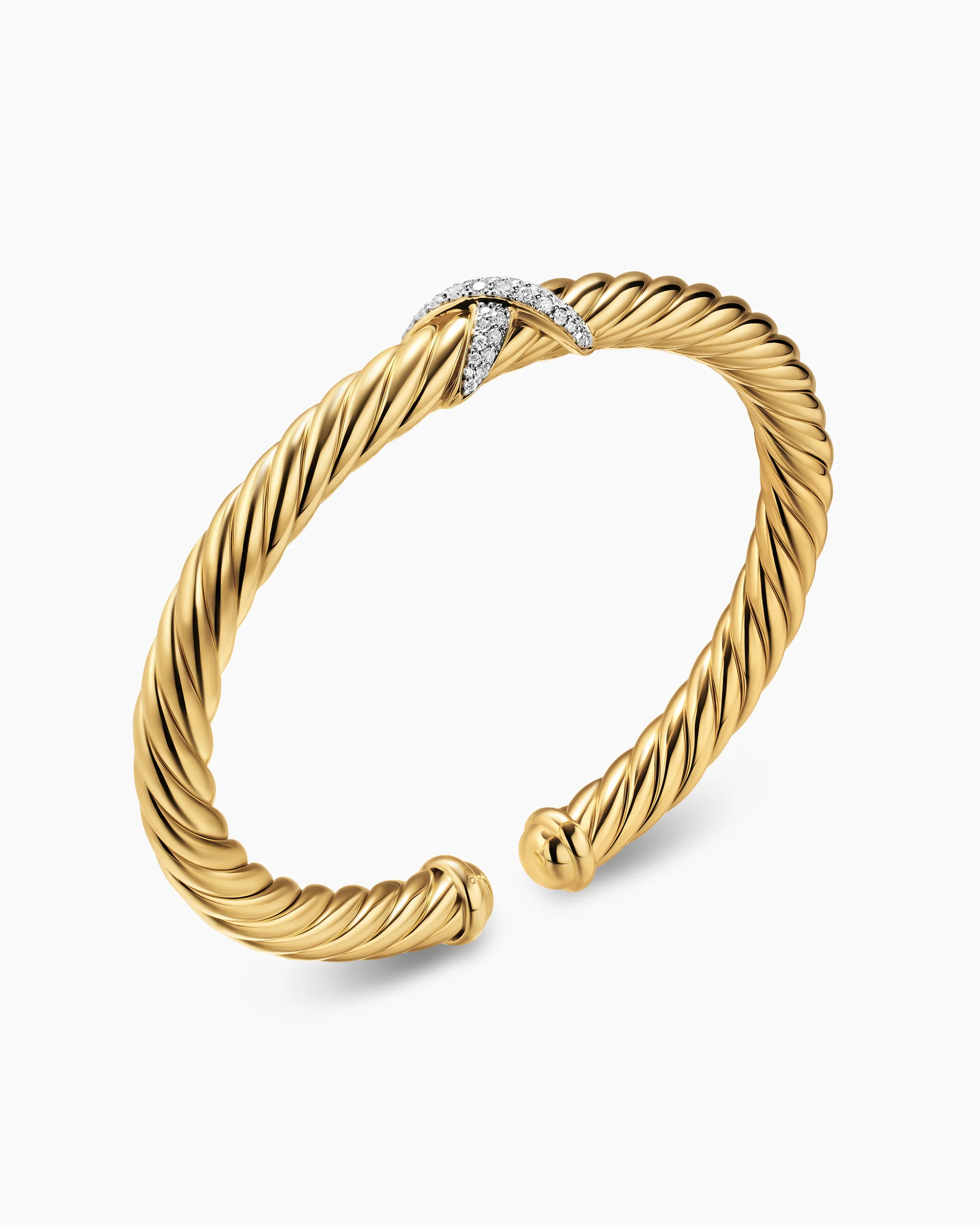 Cablespira® Flex X Bracelet in 18K Yellow Gold with Diamonds, 6mm 8 Cablespira® Flex X Bracelet in 18K Yellow Gold with Diamonds, 6mm