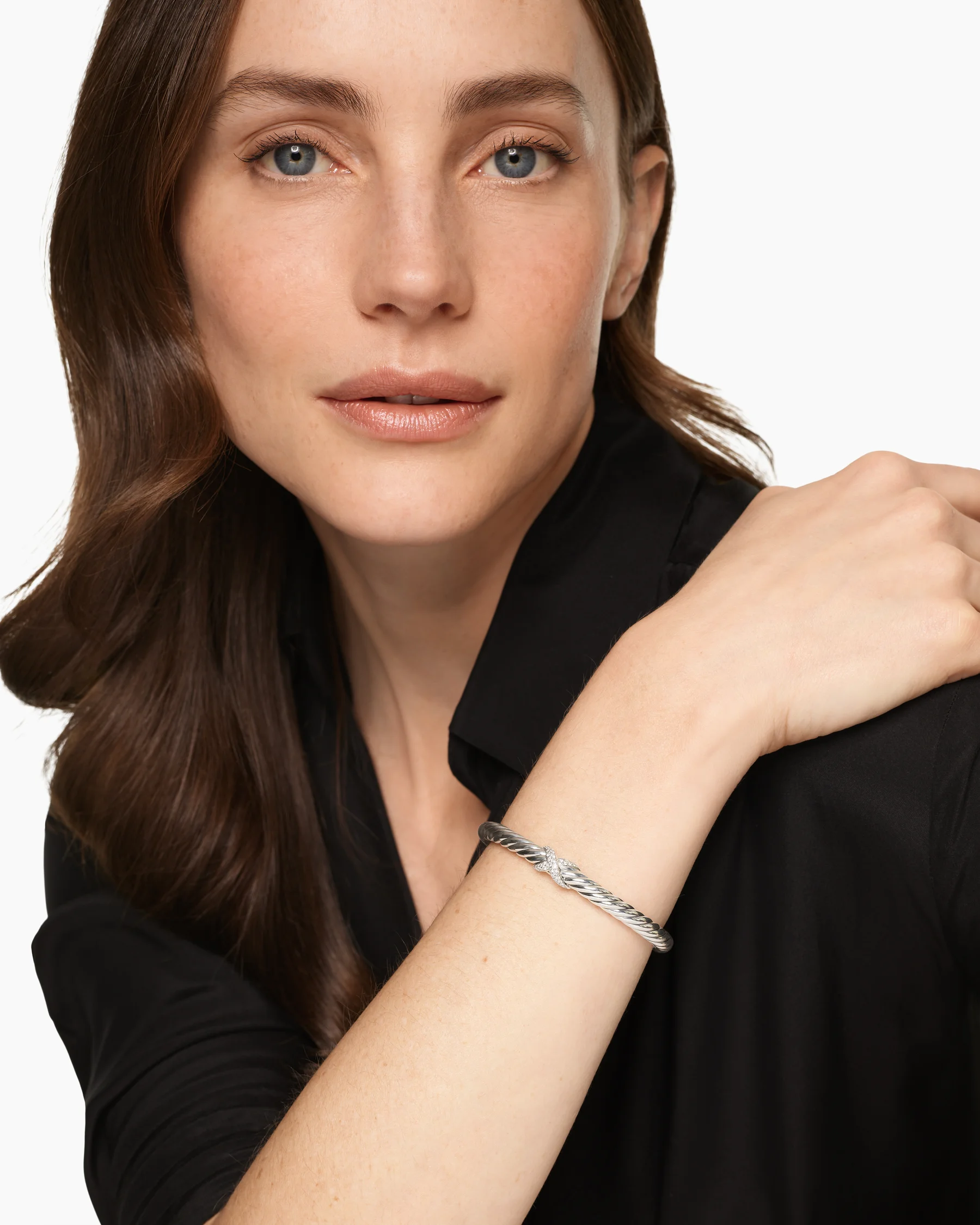 Cable Flex® X Bracelet in Sterling Silver with Diamonds, 6mm