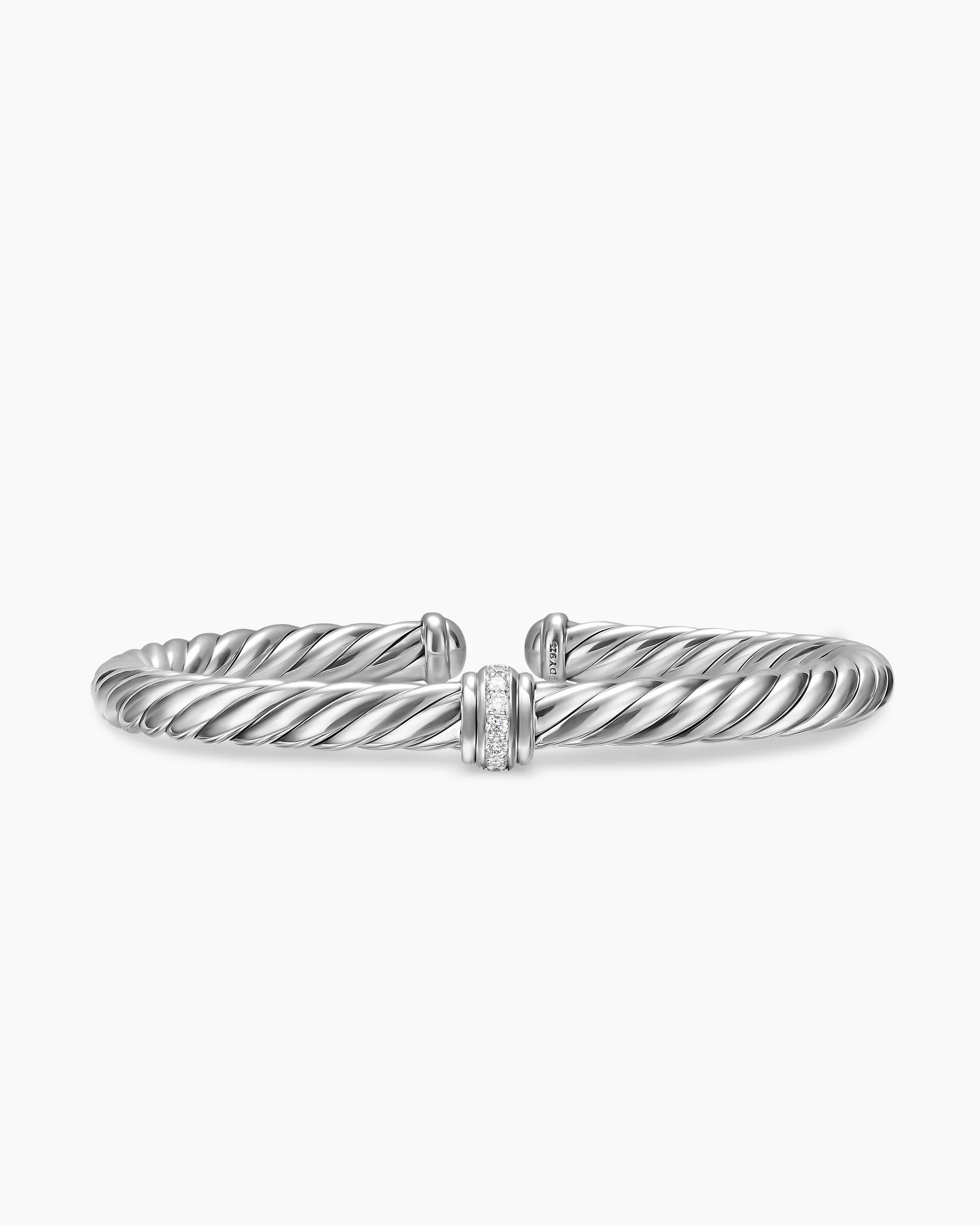 Cable Flex® Center Station Bracelet in Sterling Silver with 14K Yellow Gold and Diamonds, 6mm