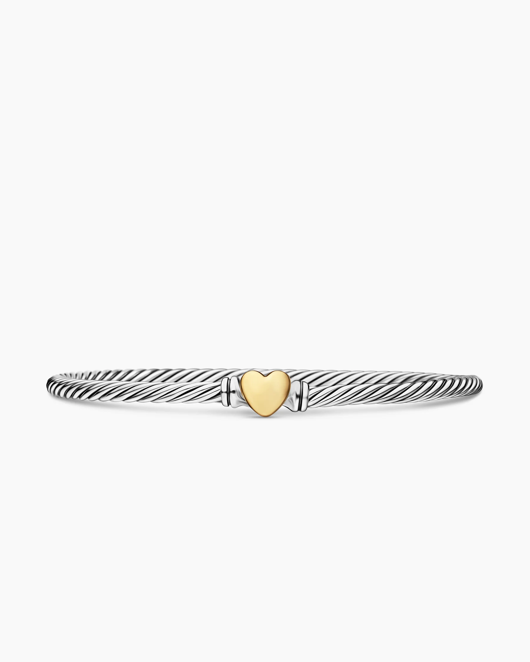 Classic Cable Heart Station Bracelet in Sterling Silver with Pavé, 3mm