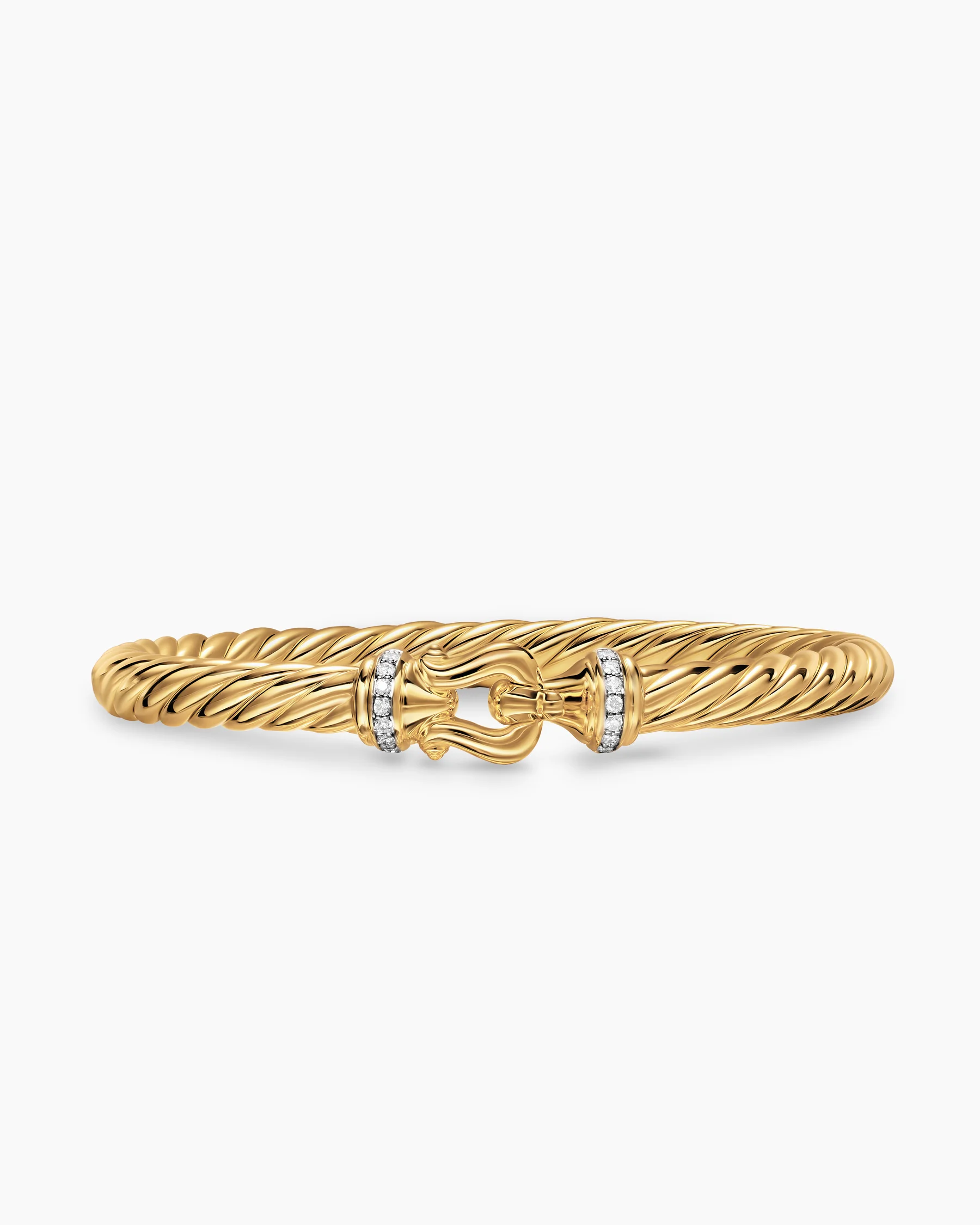 Cable Flex® Buckle Bracelet in Sterling Silver with 14K Yellow Gold and Diamonds, 6mm 41 Cable Flex® Buckle Bracelet in Sterling Silver with 14K Yellow Gold and Diamonds, 6mm