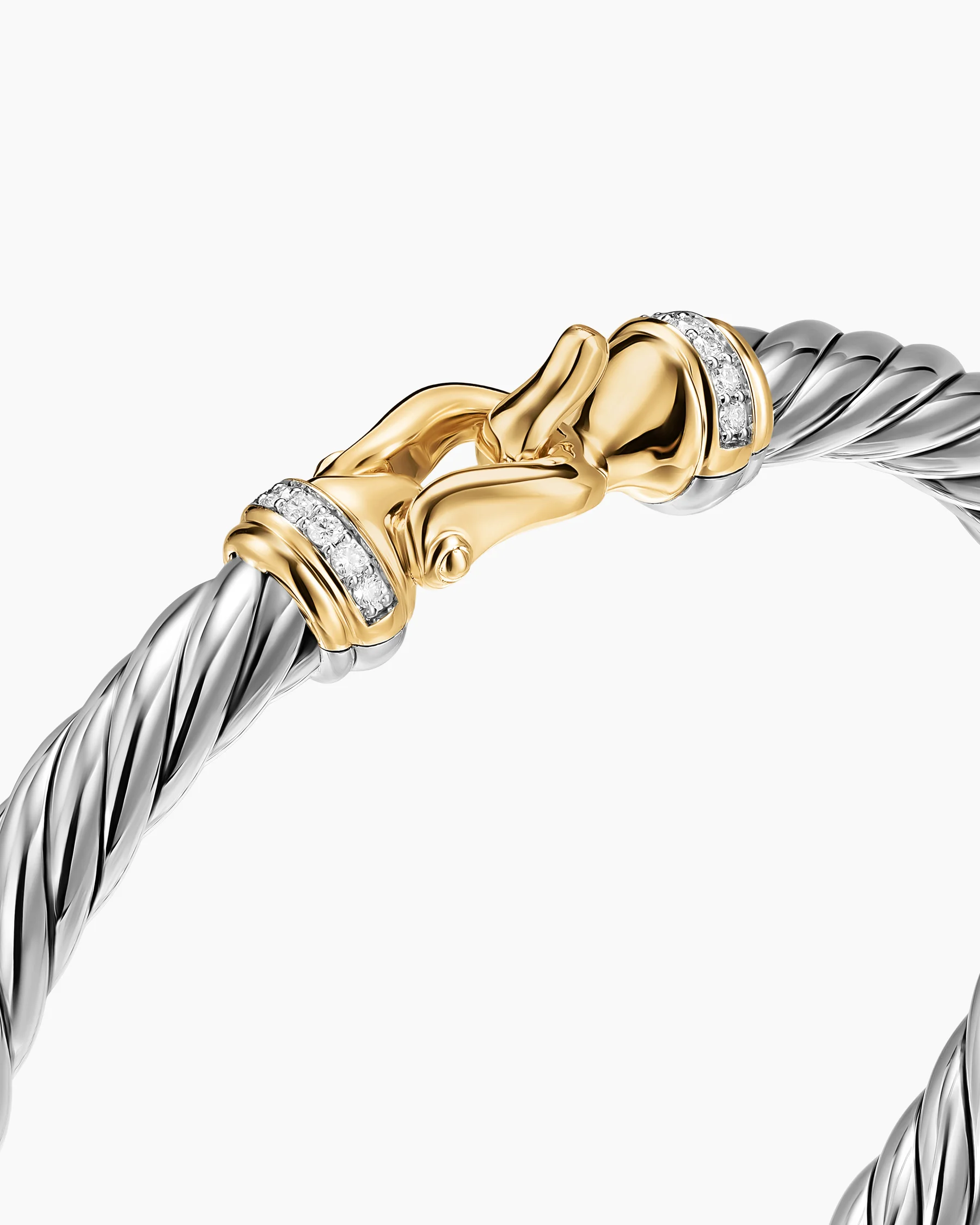 Cable Flex® Buckle Bracelet in Sterling Silver with Diamonds, 6mm 11 Cable Flex® Buckle Bracelet in Sterling Silver with Diamonds, 6mm