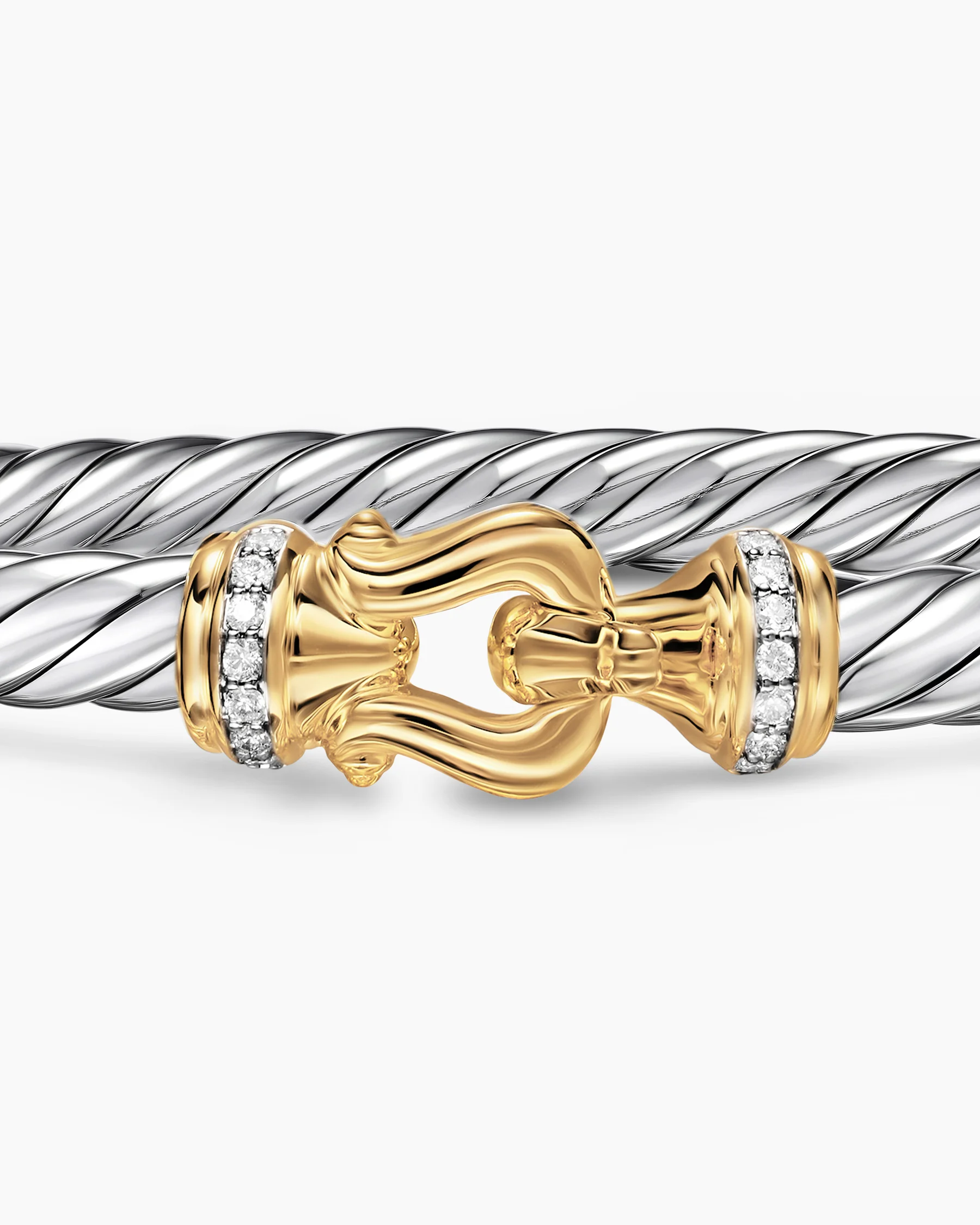 Cable Flex® Buckle Bracelet in Sterling Silver with Diamonds, 6mm 12 Cable Flex® Buckle Bracelet in Sterling Silver with Diamonds, 6mm