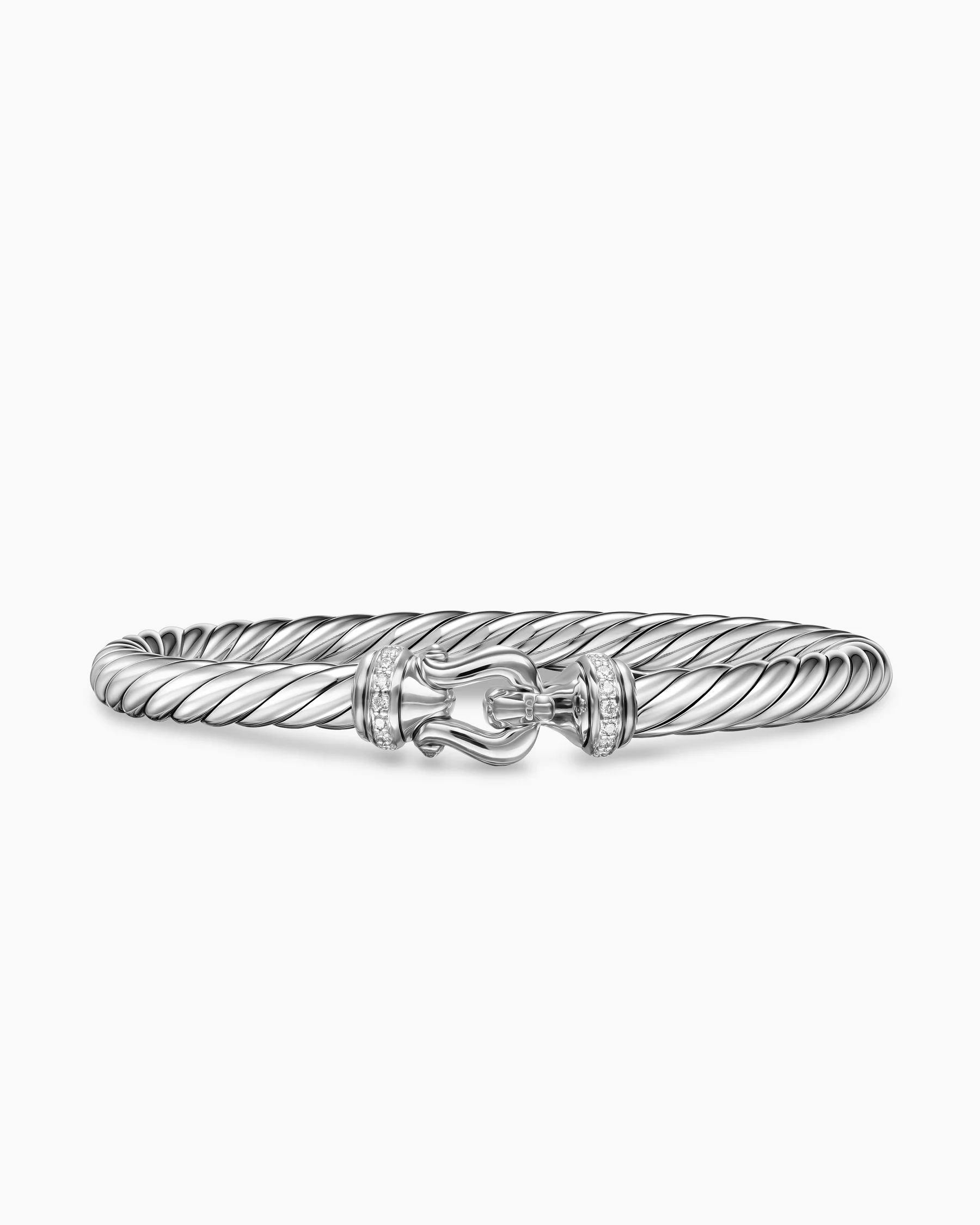 Cable Flex® Buckle Bracelet in Sterling Silver with Diamonds, 6mm 14 Cable Flex® Buckle Bracelet in Sterling Silver with Diamonds, 6mm