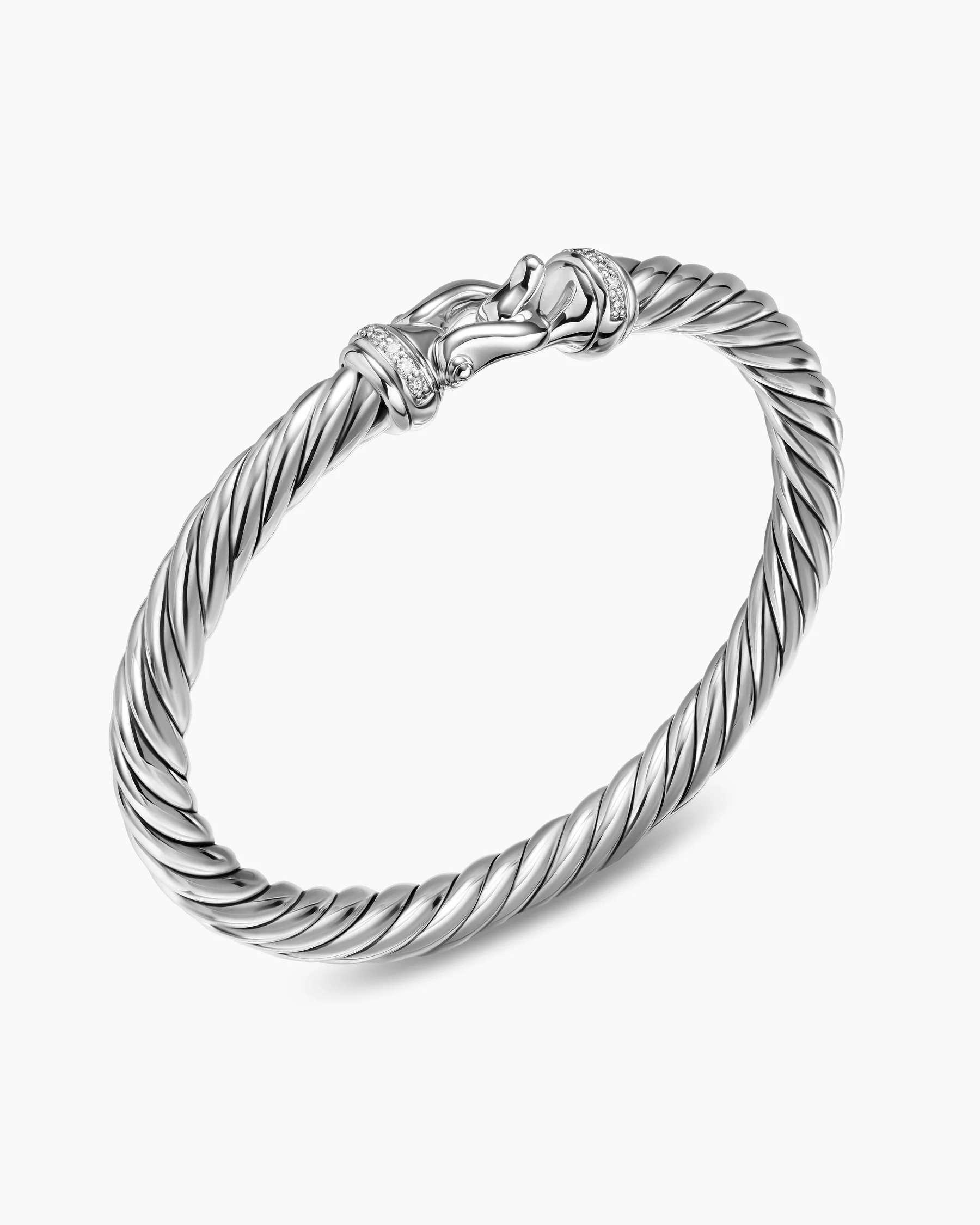 Cable Flex® Buckle Bracelet in Sterling Silver with Diamonds, 6mm 16 Cable Flex® Buckle Bracelet in Sterling Silver with Diamonds, 6mm