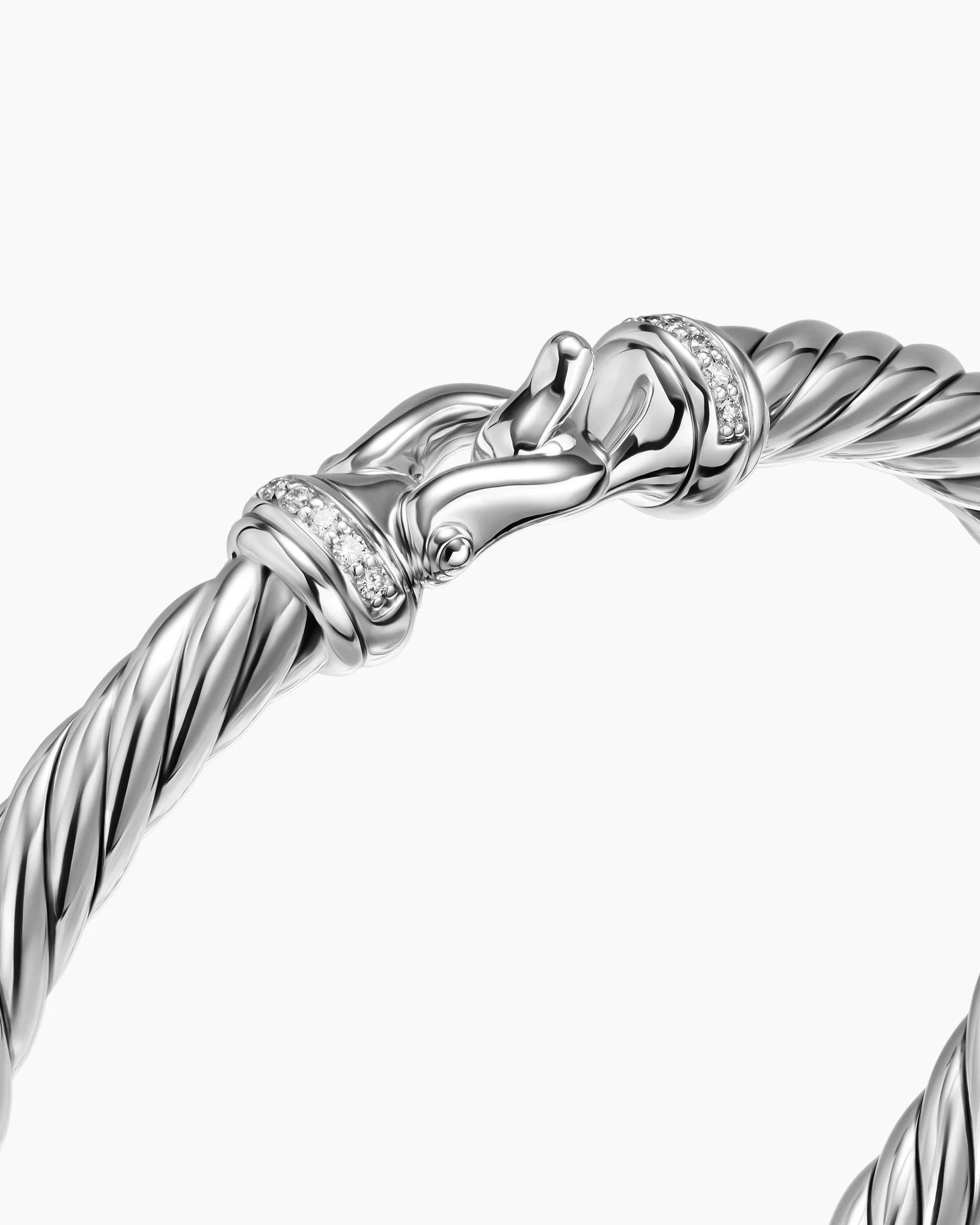 Cable Flex® Buckle Bracelet in Sterling Silver with Diamonds, 6mm 18 Cable Flex® Buckle Bracelet in Sterling Silver with Diamonds, 6mm