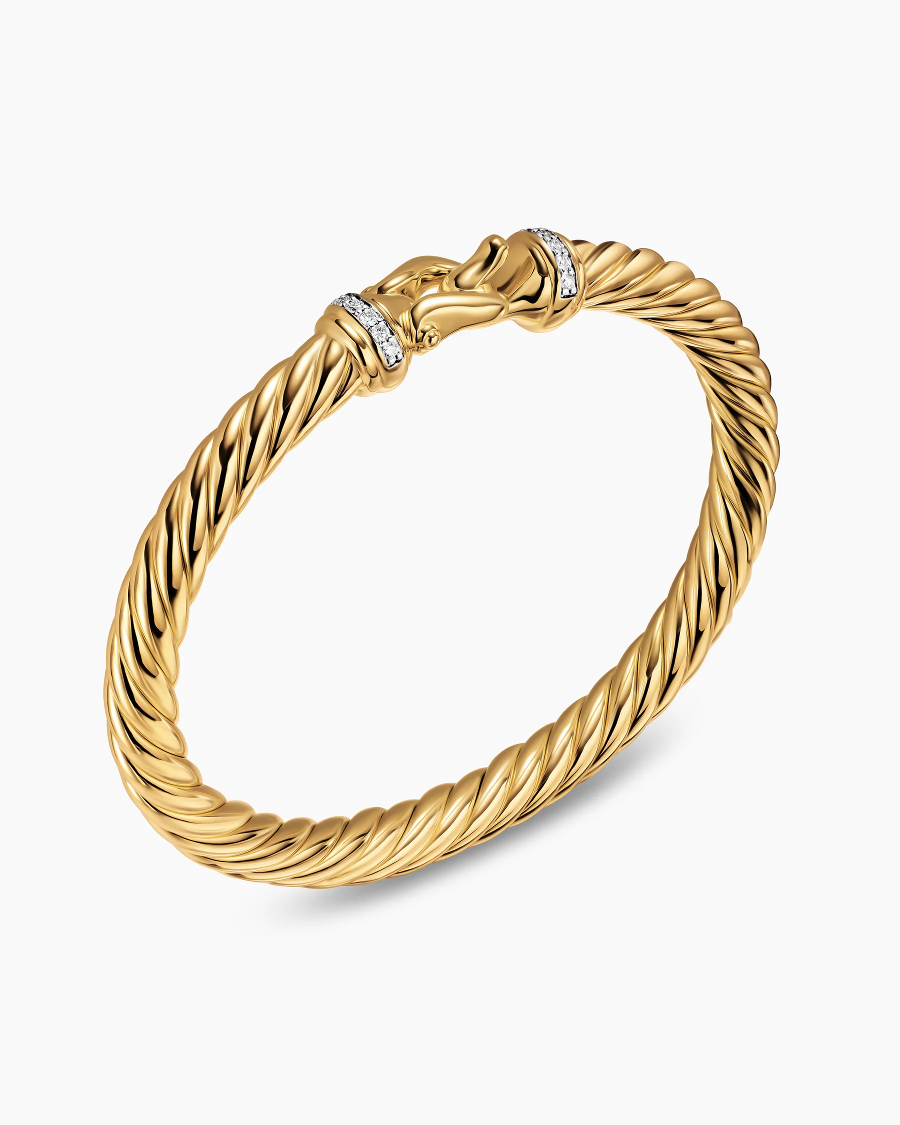 Cable Flex® Buckle Bracelet in Sterling Silver with Diamonds, 6mm 3 Cable Flex® Buckle Bracelet in Sterling Silver with Diamonds, 6mm