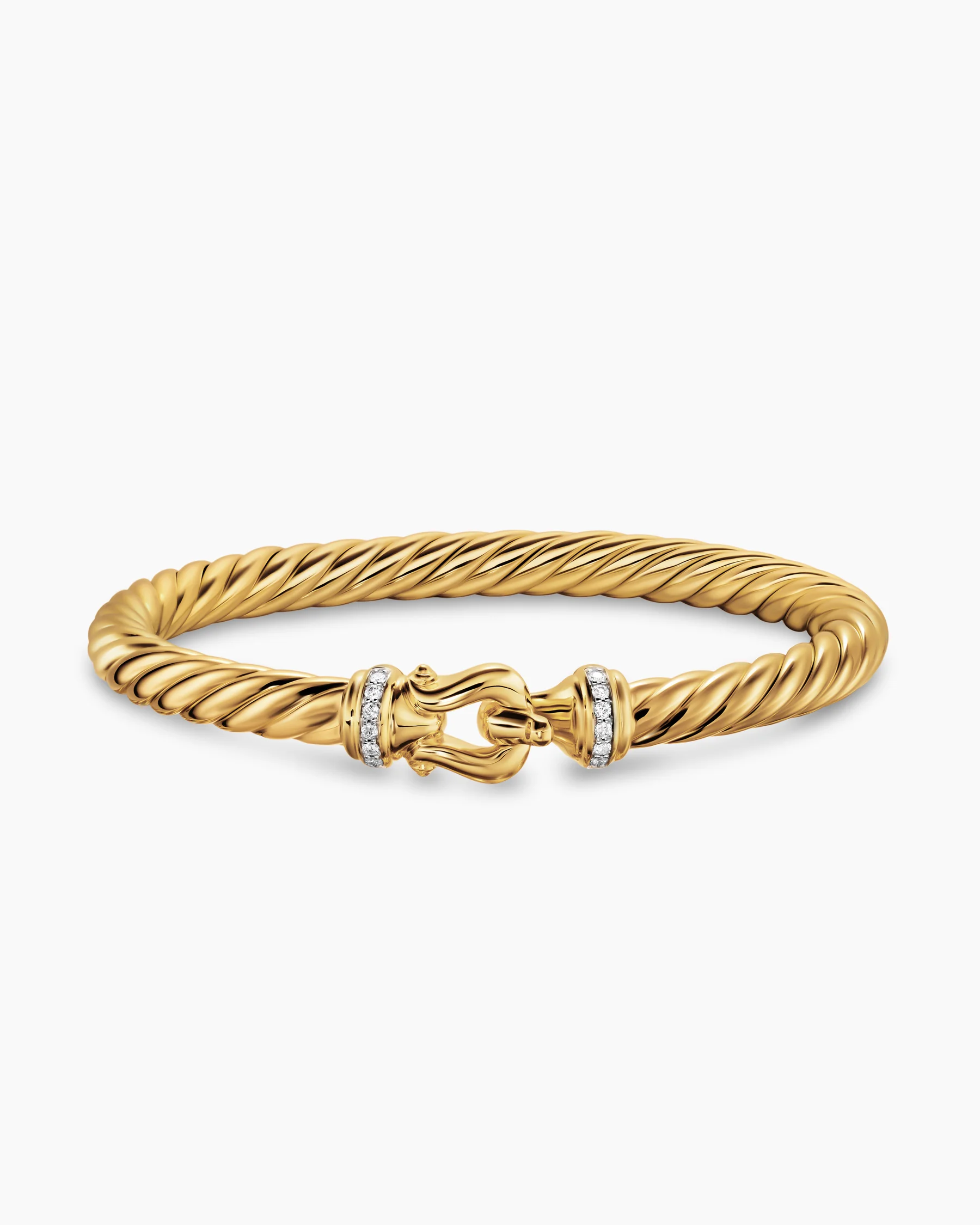 Cable Flex® Buckle Bracelet in Sterling Silver with Diamonds, 6mm 4 Cable Flex® Buckle Bracelet in Sterling Silver with Diamonds, 6mm