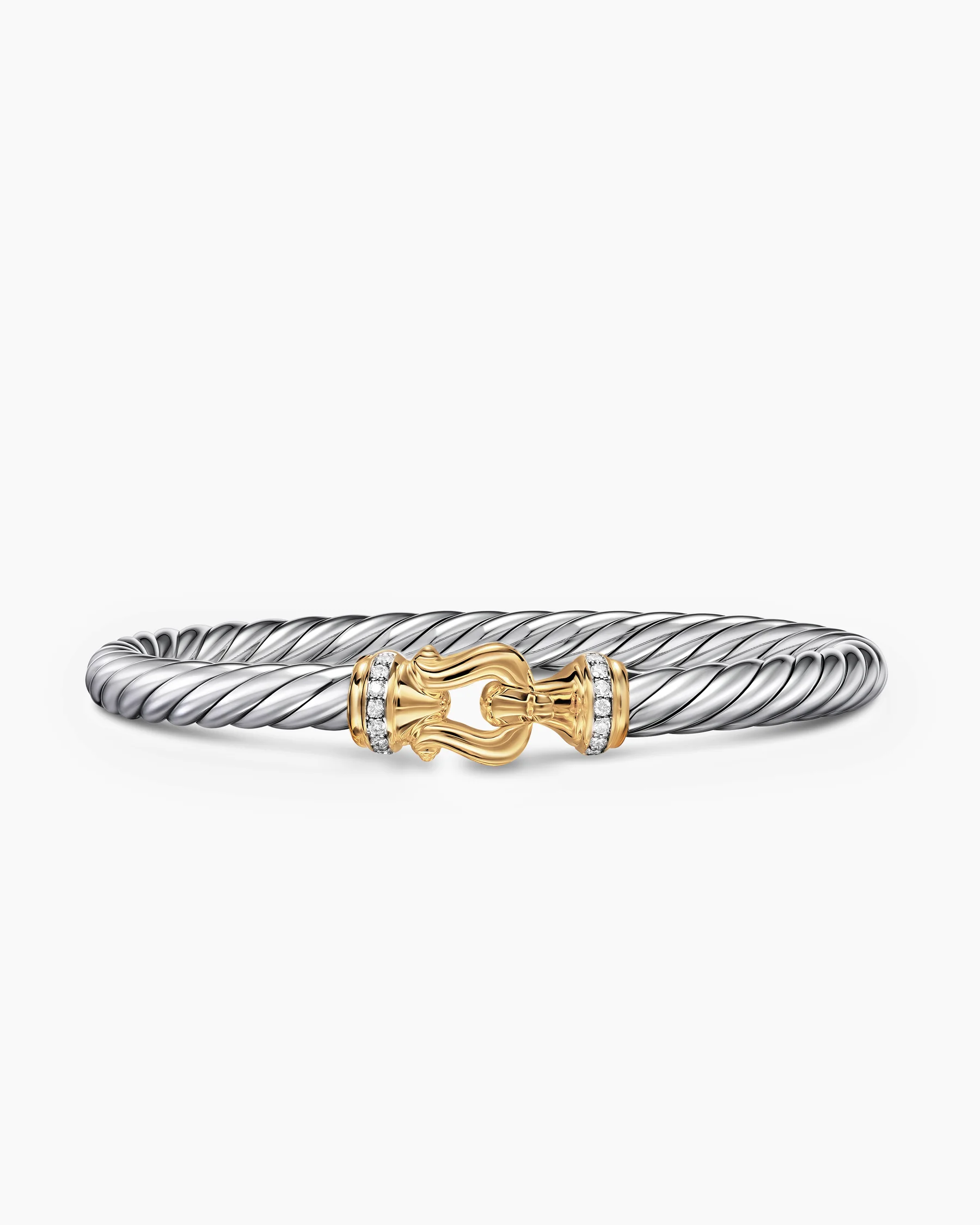 Cable Flex® Buckle Bracelet in Sterling Silver with Diamonds, 6mm 8 Cable Flex® Buckle Bracelet in Sterling Silver with Diamonds, 6mm