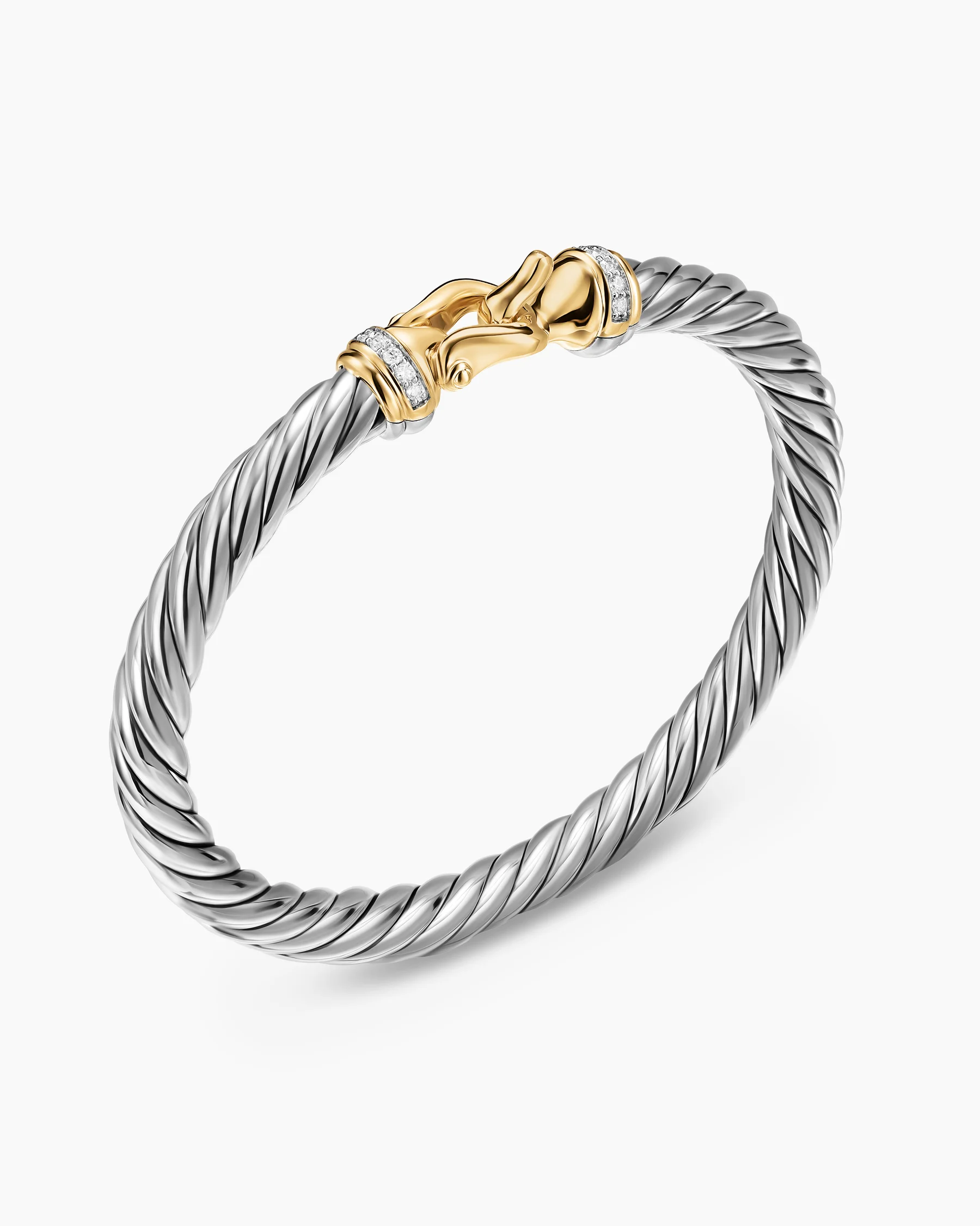 Cable Flex® Buckle Bracelet in Sterling Silver with Diamonds, 6mm 9 Cable Flex® Buckle Bracelet in Sterling Silver with Diamonds, 6mm