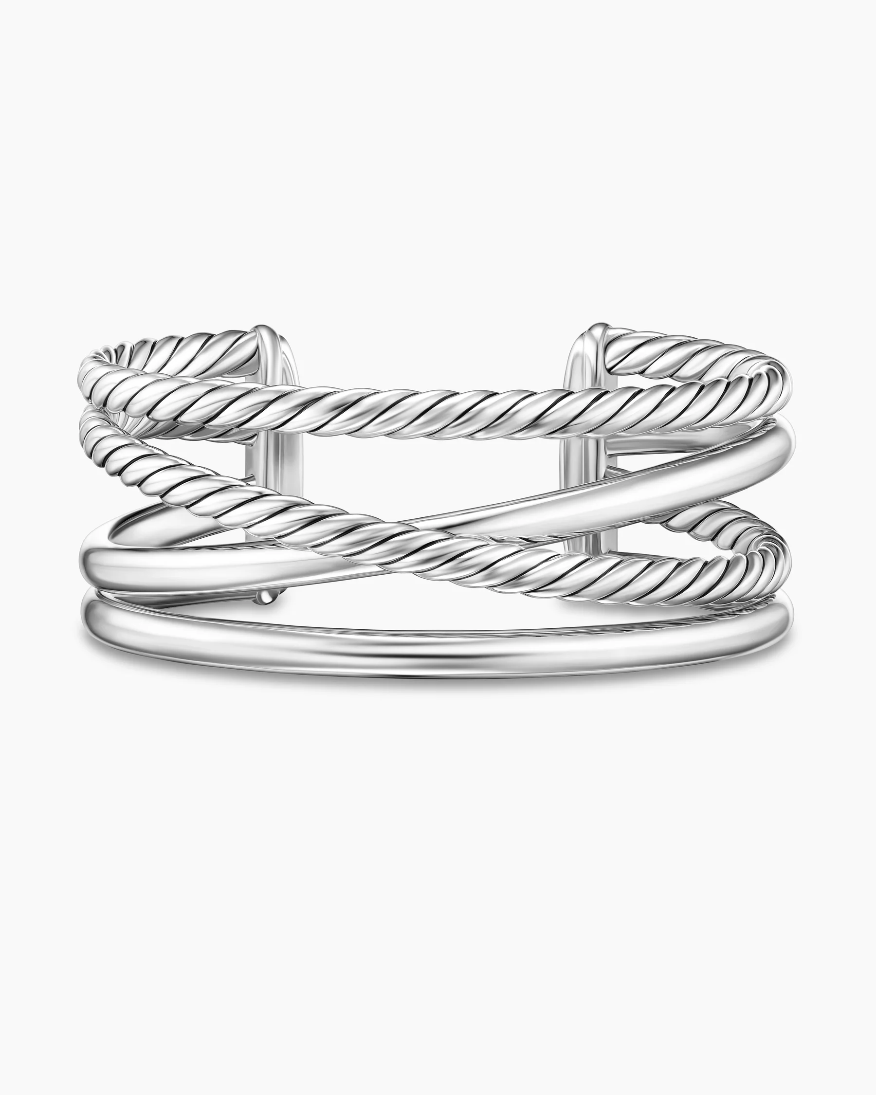 Bold Crossover Multi Row Cuff Bracelet in Sterling Silver, 24.4mm 40 Bold Crossover Multi Row Cuff Bracelet in Sterling Silver, 24.4mm