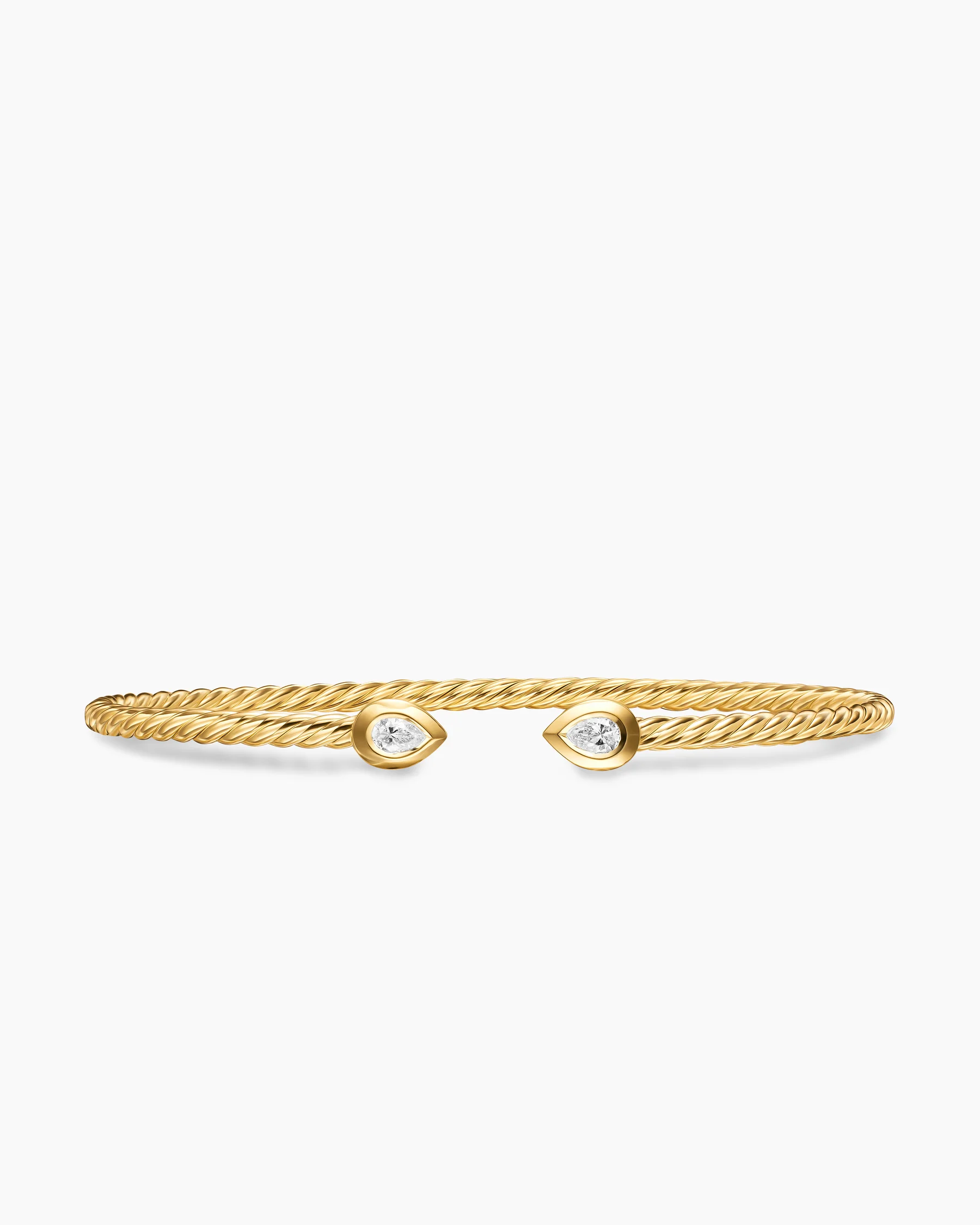 Micro Cablespira® Flex Pear Bracelet in 18K Yellow Gold with Diamonds, 2.6mm