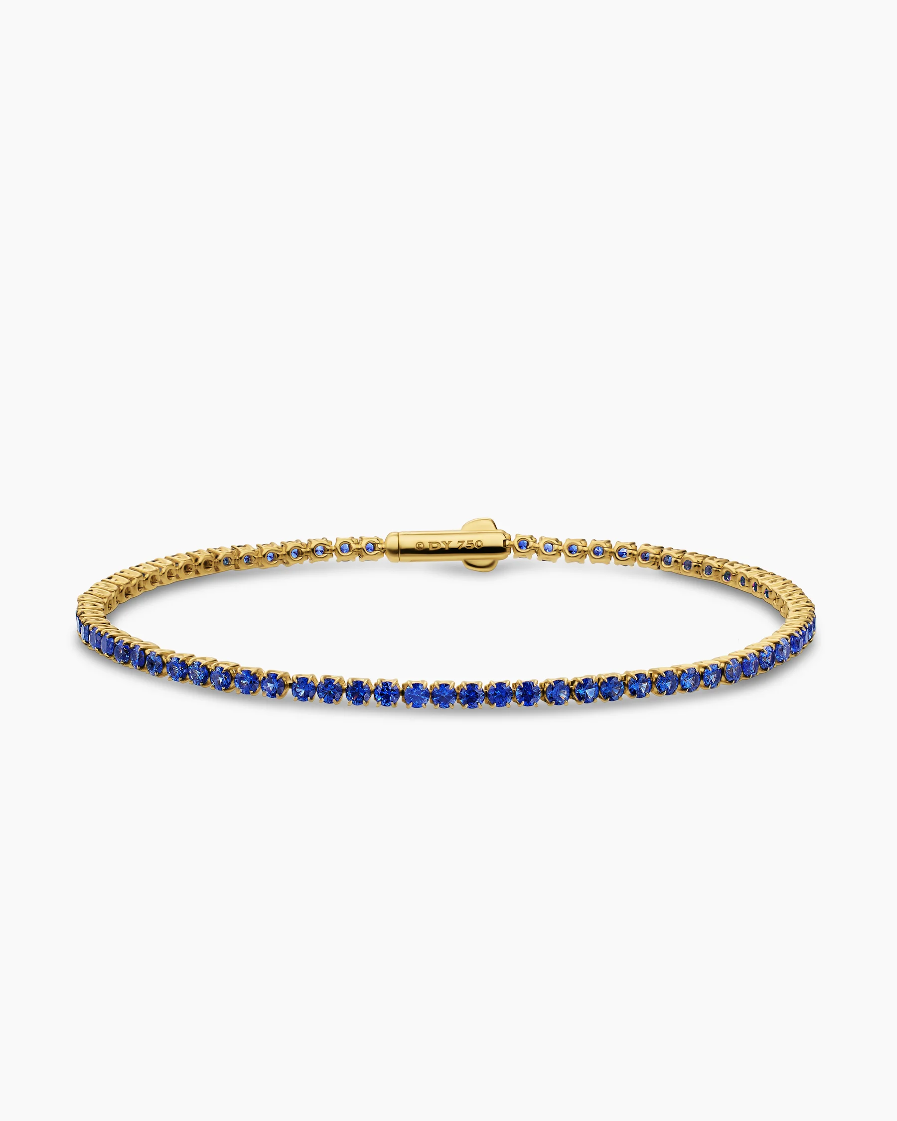 Mini Tennis Bracelet in 18K Yellow Gold with Blue Sapphires, 2mm