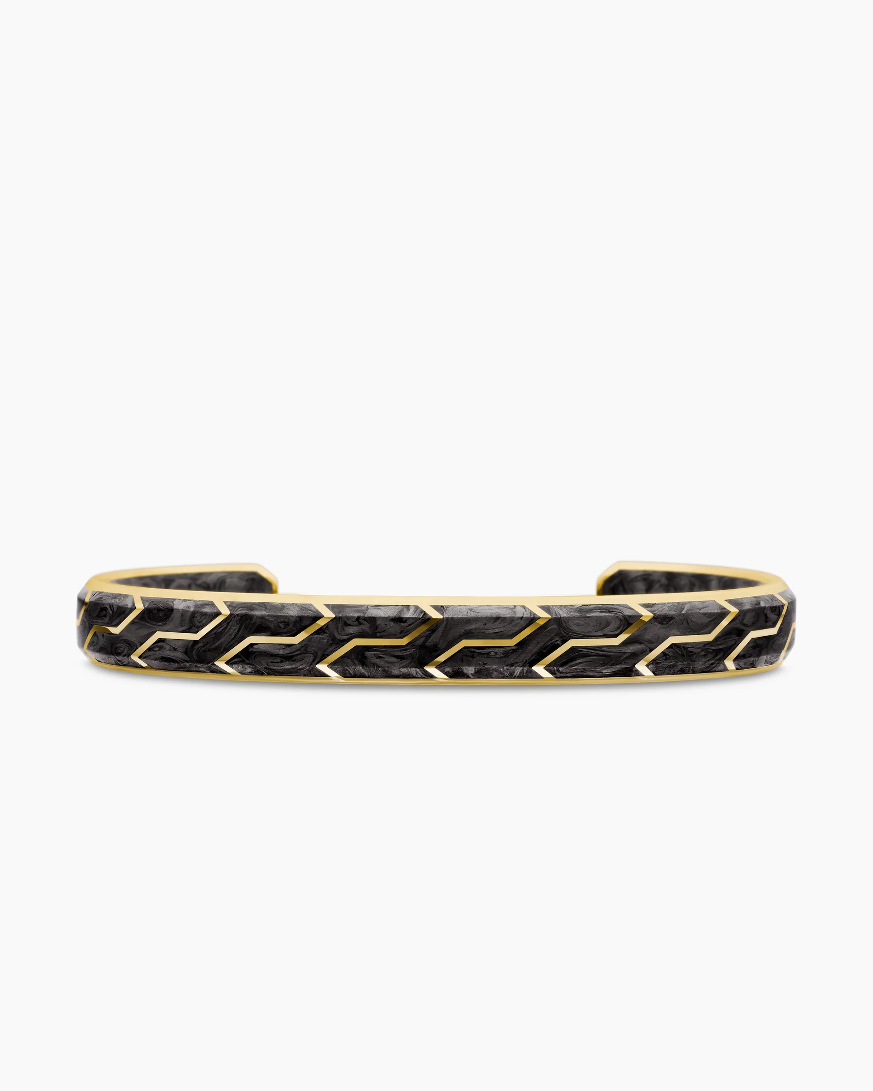 Streamline® Cuff Bracelet in 18K Yellow Gold with Forged Carbon, 8.5mm