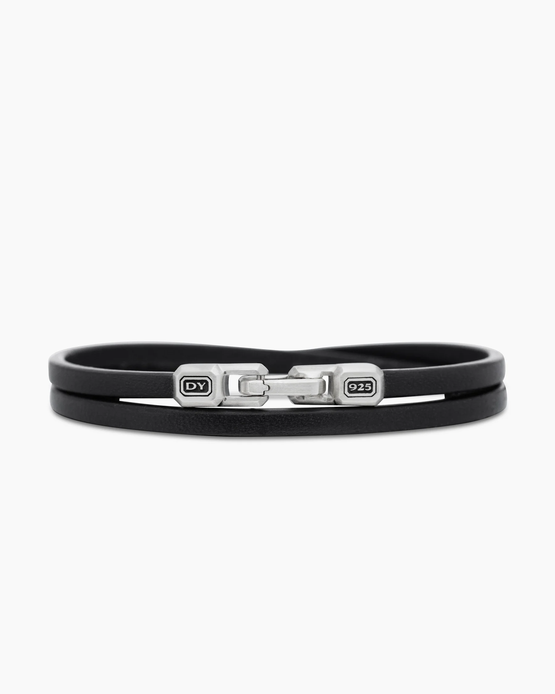 Streamline® Double Wrap Black Leather Bracelet with 18K Rose Gold, 5.2mm