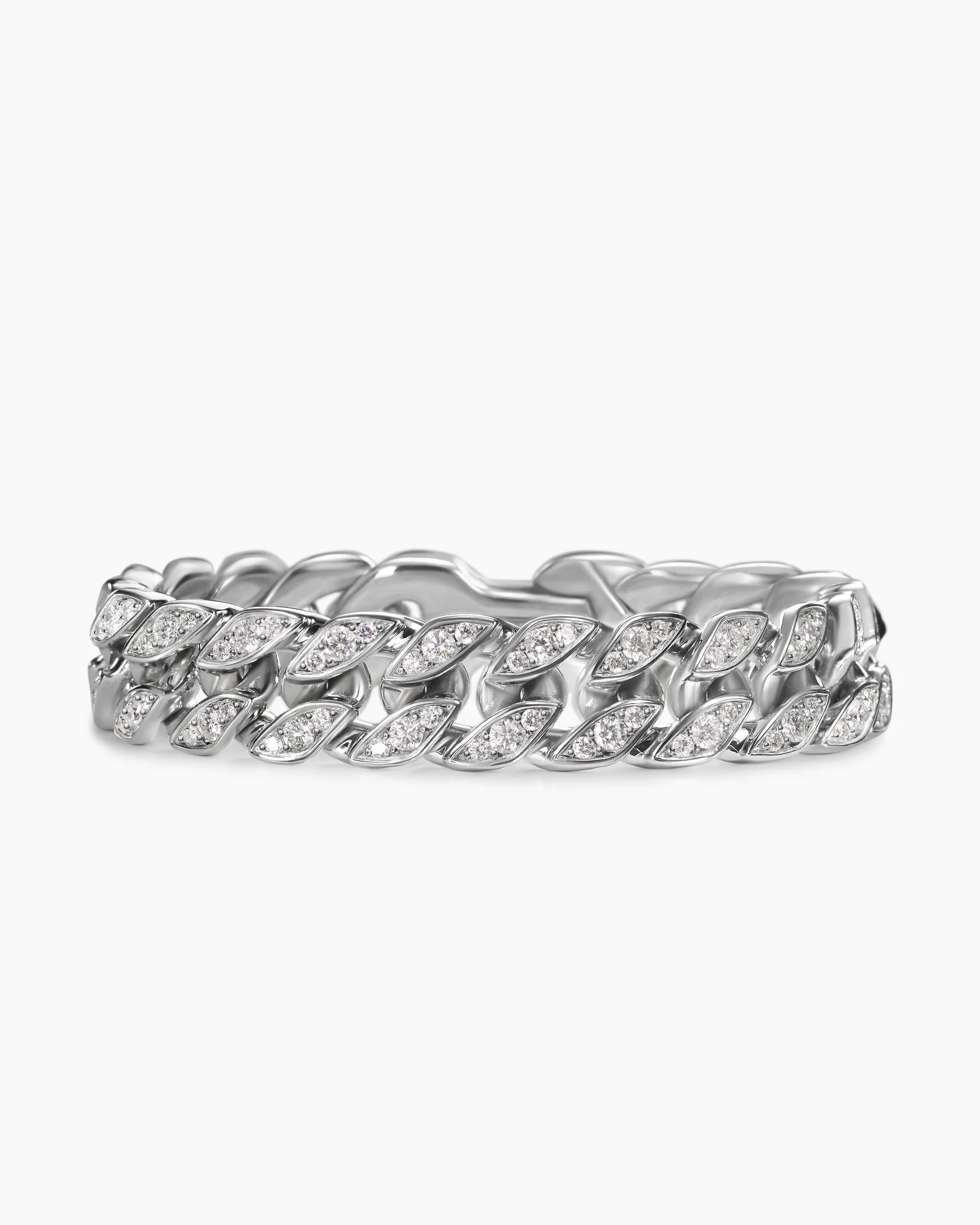 Curb Chain Bracelet in 18K Yellow Gold with Diamonds, 14.5mm