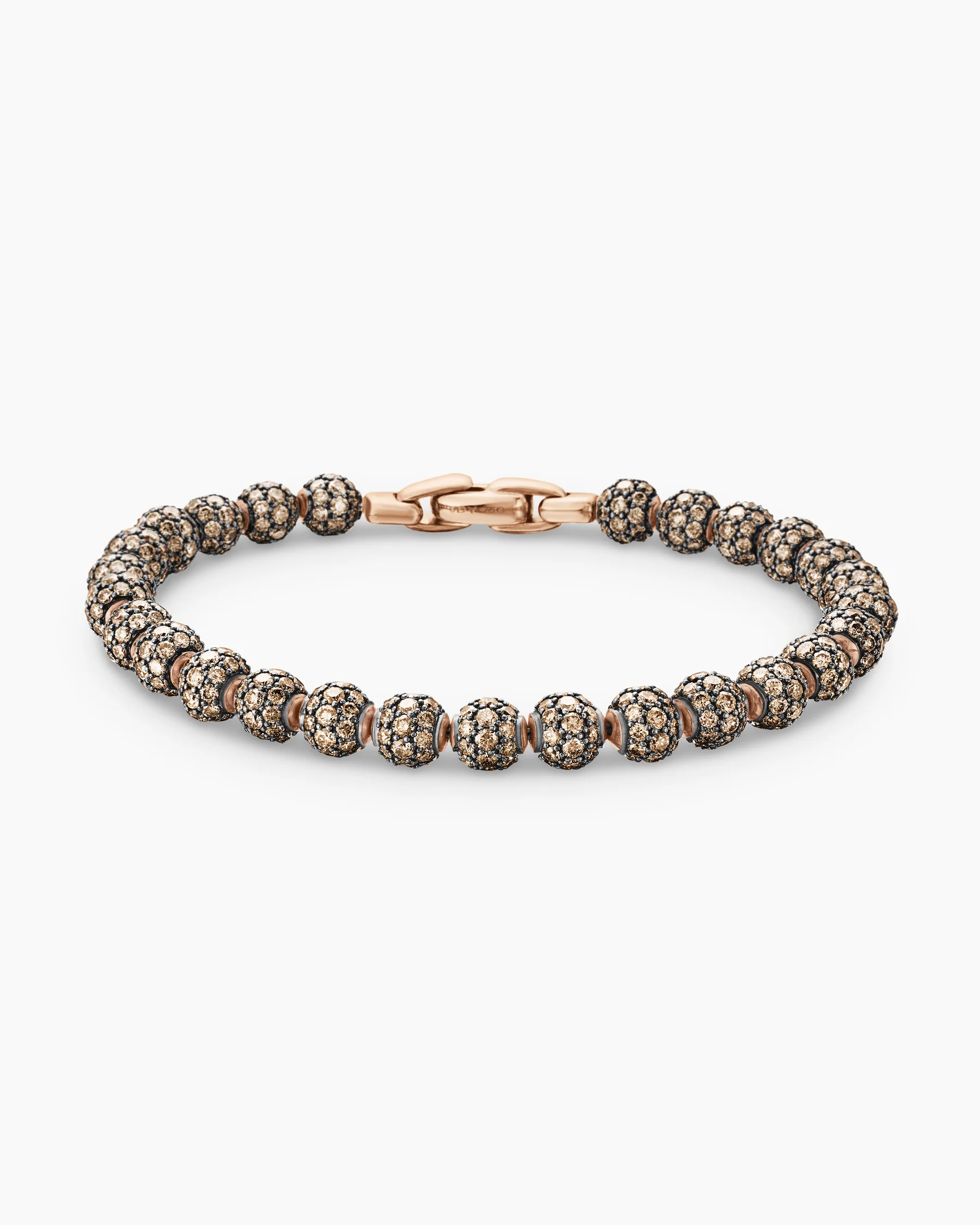 Spiritual Beads Bracelet in 18K Rose Gold and Pavé Cognac Diamonds, 6mm