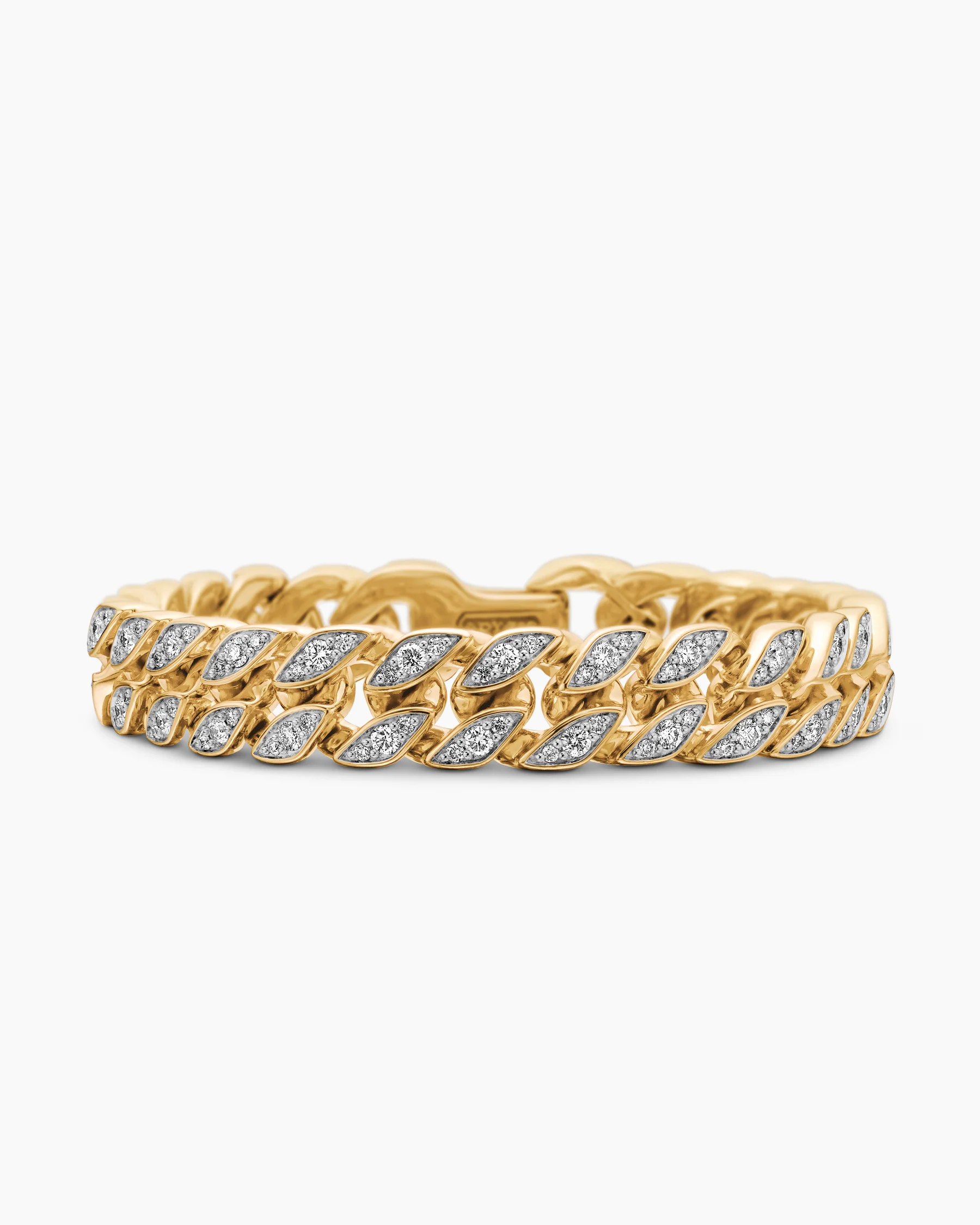 Curb Chain Bracelet in 18K Rose Gold with Cognac Diamonds, 11.5mm