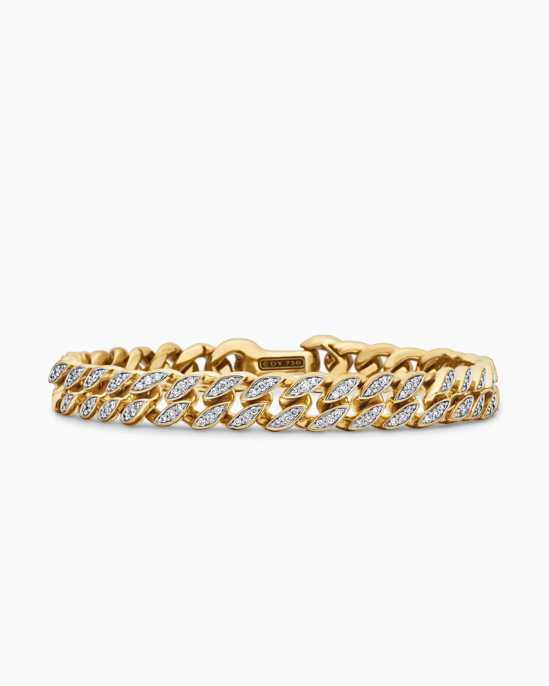 Curb Chain Bracelet in Sterling Silver with Black Diamonds, 8mm