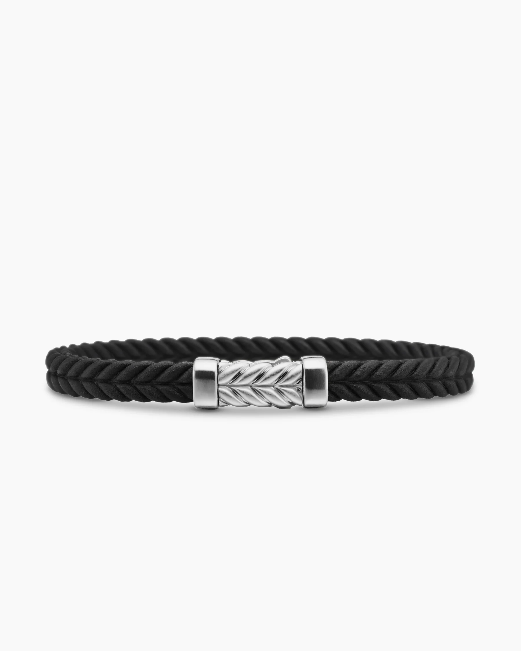 Chevron Bracelet in Black Rubber with 18K Rose Gold and Cognac Diamonds, 6mm