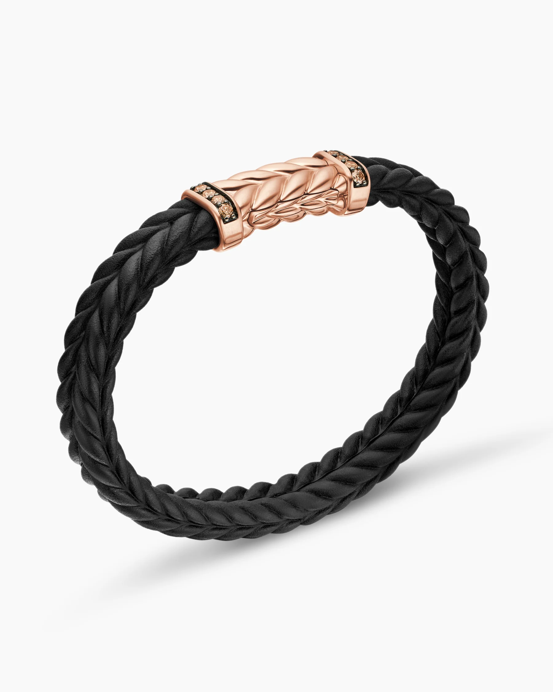 Chevron Bracelet in Black Rubber with 18K Yellow Gold and Diamonds, 9mm 10 Chevron Bracelet in Black Rubber with 18K Yellow Gold and Diamonds, 9mm