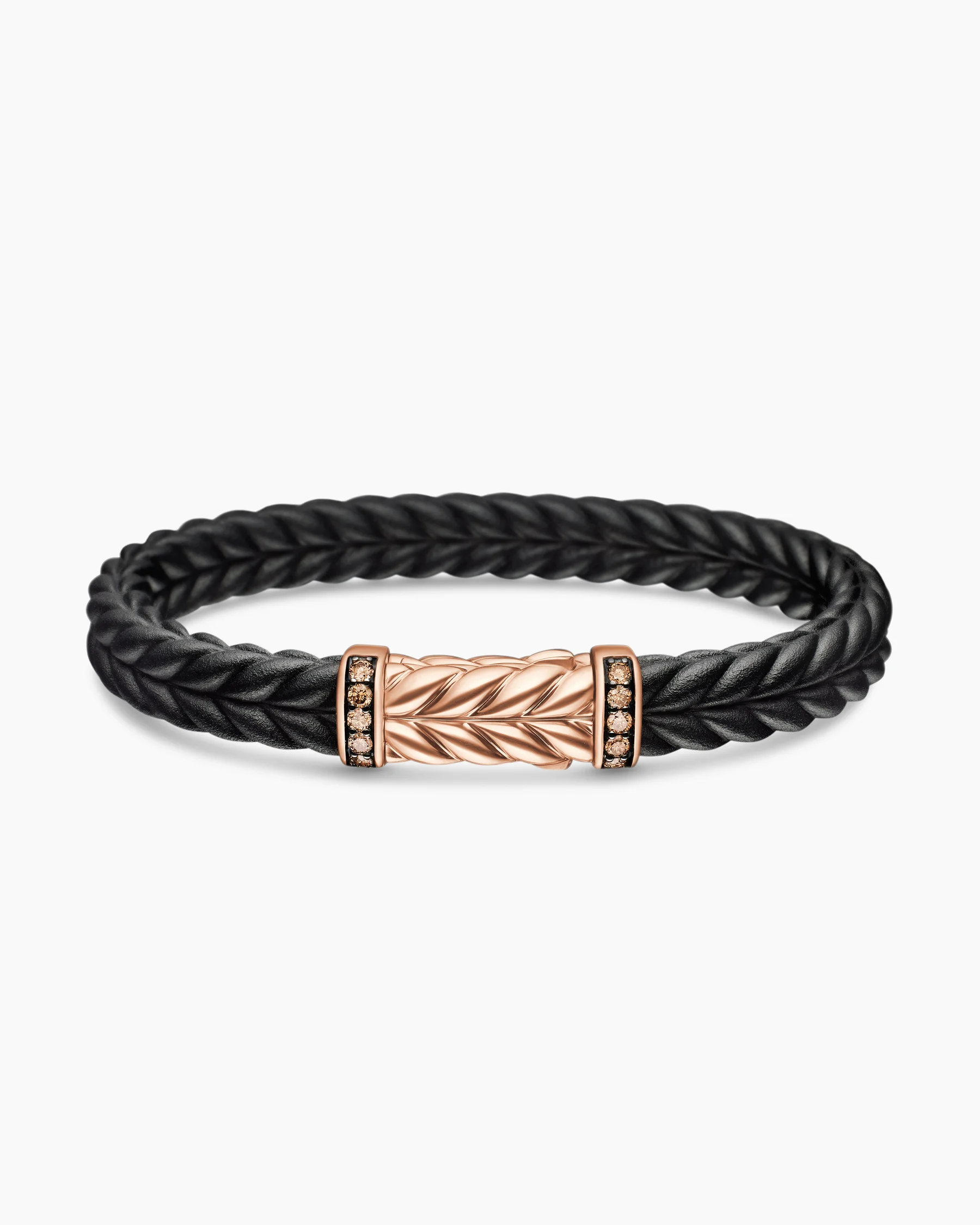 Chevron Bracelet in Black Rubber with 18K Yellow Gold and Diamonds, 9mm 11 Chevron Bracelet in Black Rubber with 18K Yellow Gold and Diamonds, 9mm