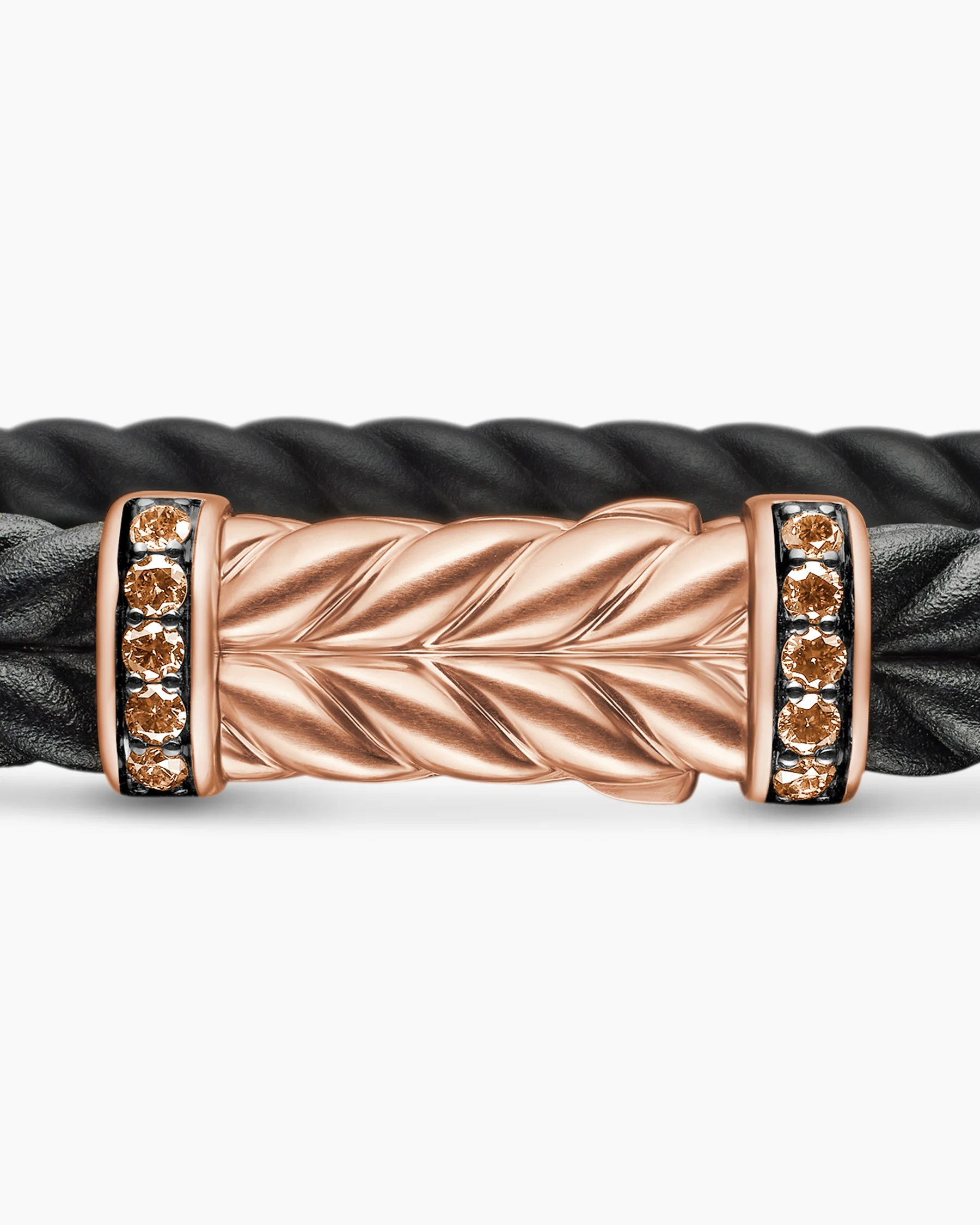 Chevron Bracelet in Black Rubber with 18K Yellow Gold and Diamonds, 9mm 13 Chevron Bracelet in Black Rubber with 18K Yellow Gold and Diamonds, 9mm
