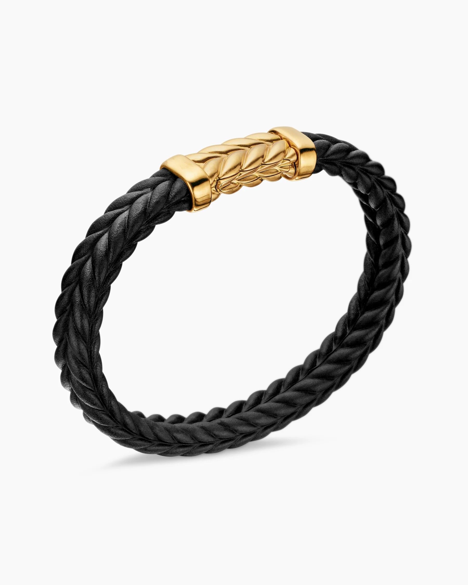 Chevron Bracelet in Black Rubber with 18K Yellow Gold and Diamonds, 9mm 17 Chevron Bracelet in Black Rubber with 18K Yellow Gold and Diamonds, 9mm