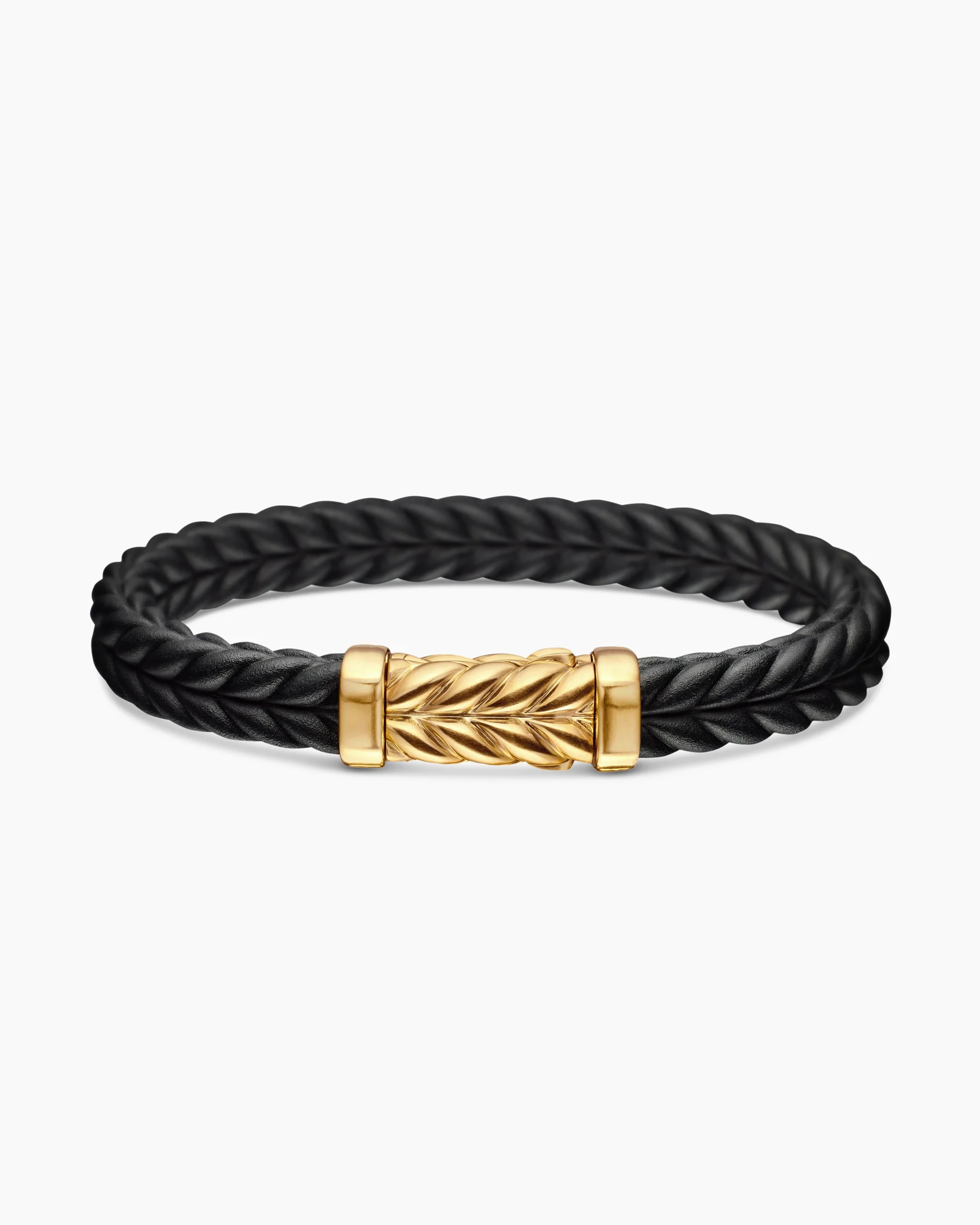 Chevron Bracelet in Black Rubber with 18K Yellow Gold and Diamonds, 9mm 18 Chevron Bracelet in Black Rubber with 18K Yellow Gold and Diamonds, 9mm