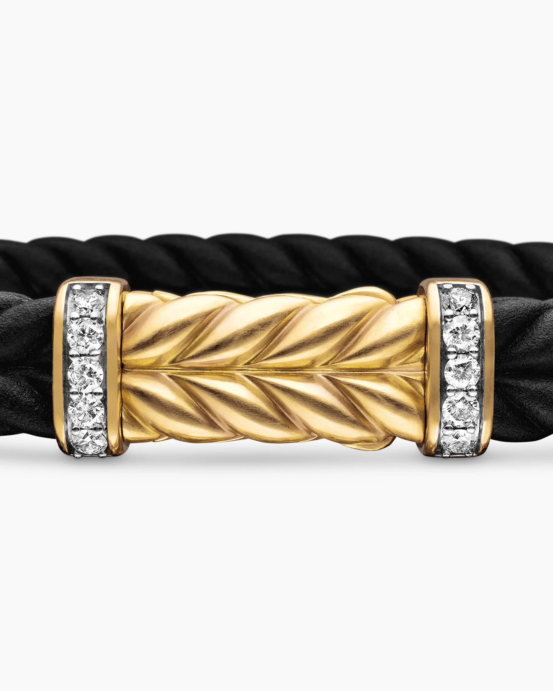 Chevron Bracelet in Black Rubber with 18K Yellow Gold and Diamonds, 9mm 27 Chevron Bracelet in Black Rubber with 18K Yellow Gold and Diamonds, 9mm