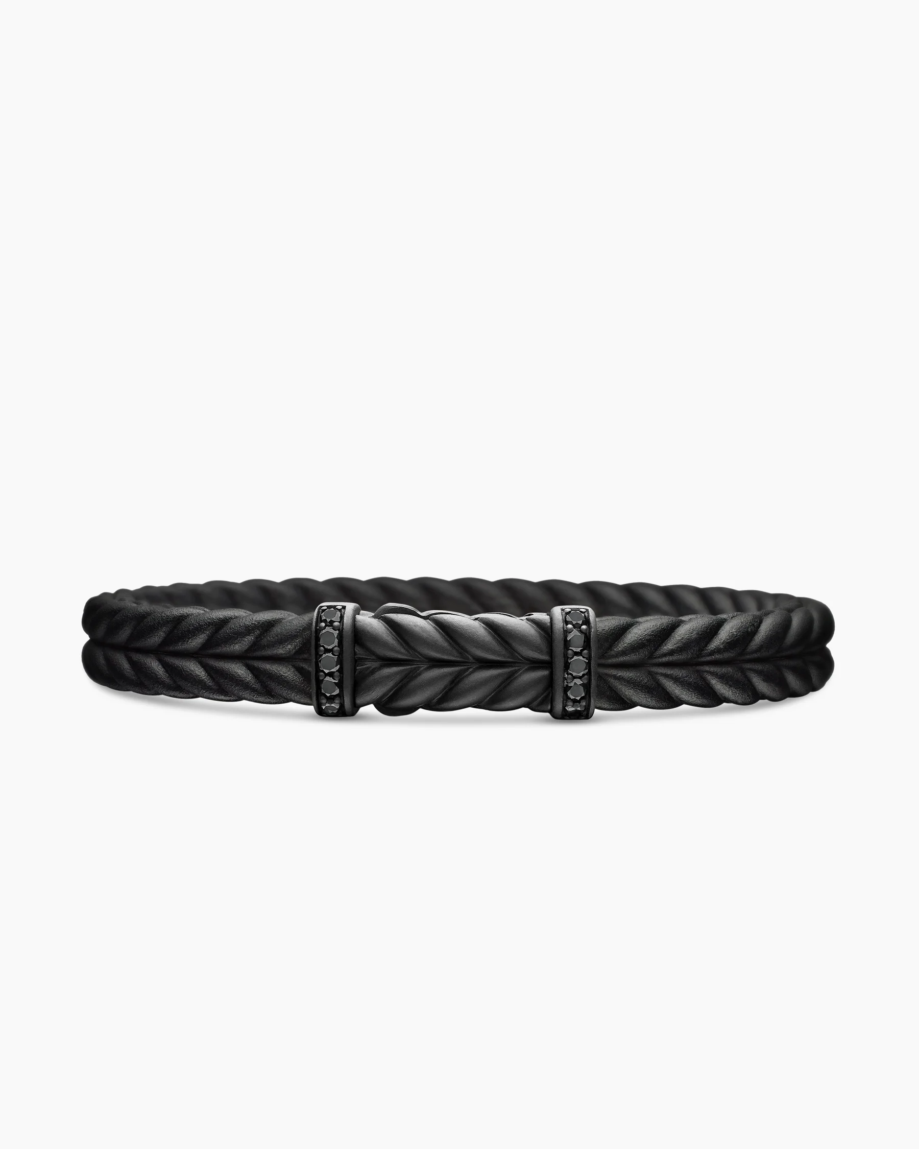 Chevron Bracelet in Black Rubber with 18K Yellow Gold and Diamonds, 9mm 35 Chevron Bracelet in Black Rubber with 18K Yellow Gold and Diamonds, 9mm