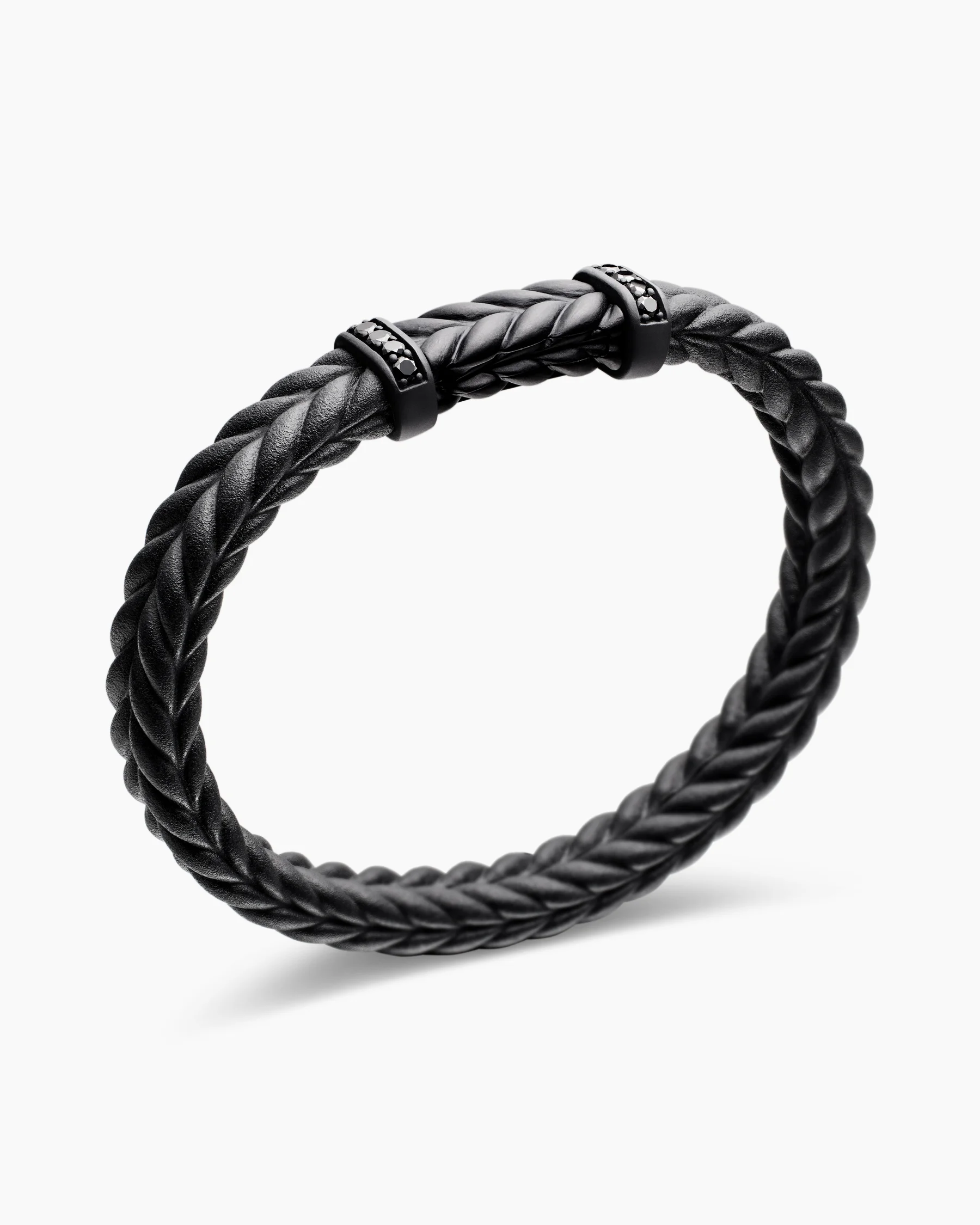 Chevron Bracelet in Black Rubber with 18K Yellow Gold and Diamonds, 9mm 37 Chevron Bracelet in Black Rubber with 18K Yellow Gold and Diamonds, 9mm
