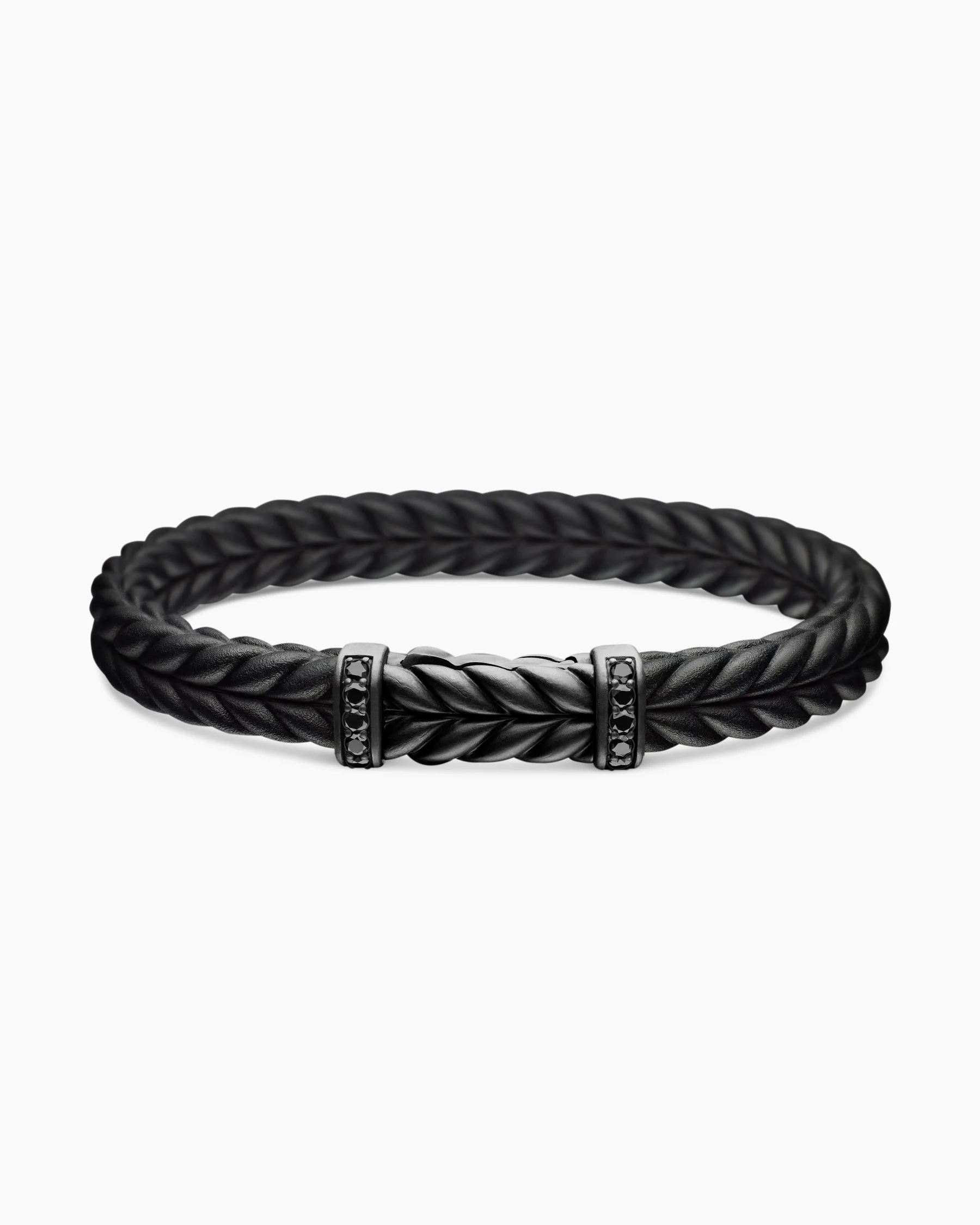 Chevron Bracelet in Black Rubber with 18K Yellow Gold and Diamonds, 9mm 38 Chevron Bracelet in Black Rubber with 18K Yellow Gold and Diamonds, 9mm