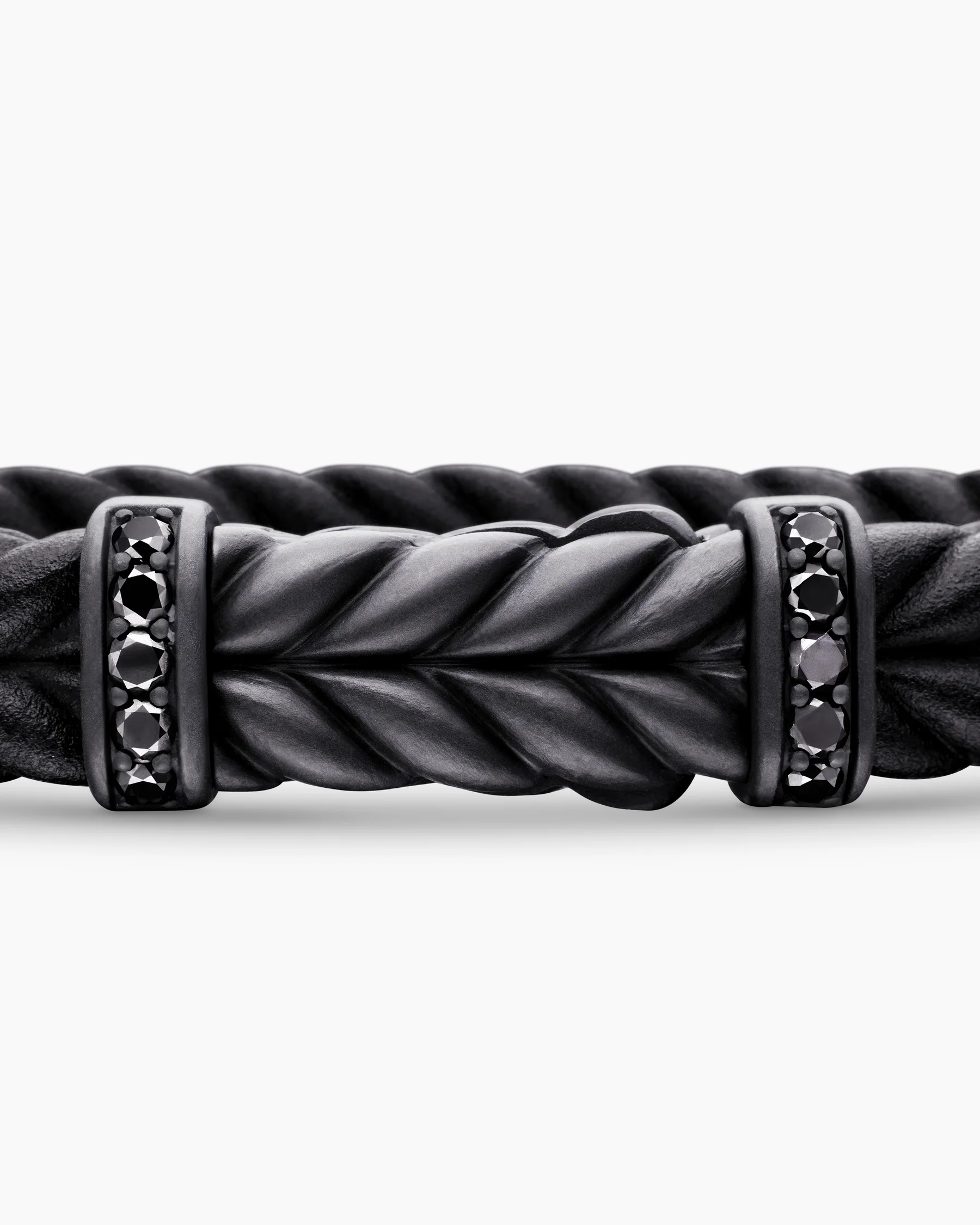 Chevron Bracelet in Black Rubber with 18K Yellow Gold and Diamonds, 9mm 40 Chevron Bracelet in Black Rubber with 18K Yellow Gold and Diamonds, 9mm