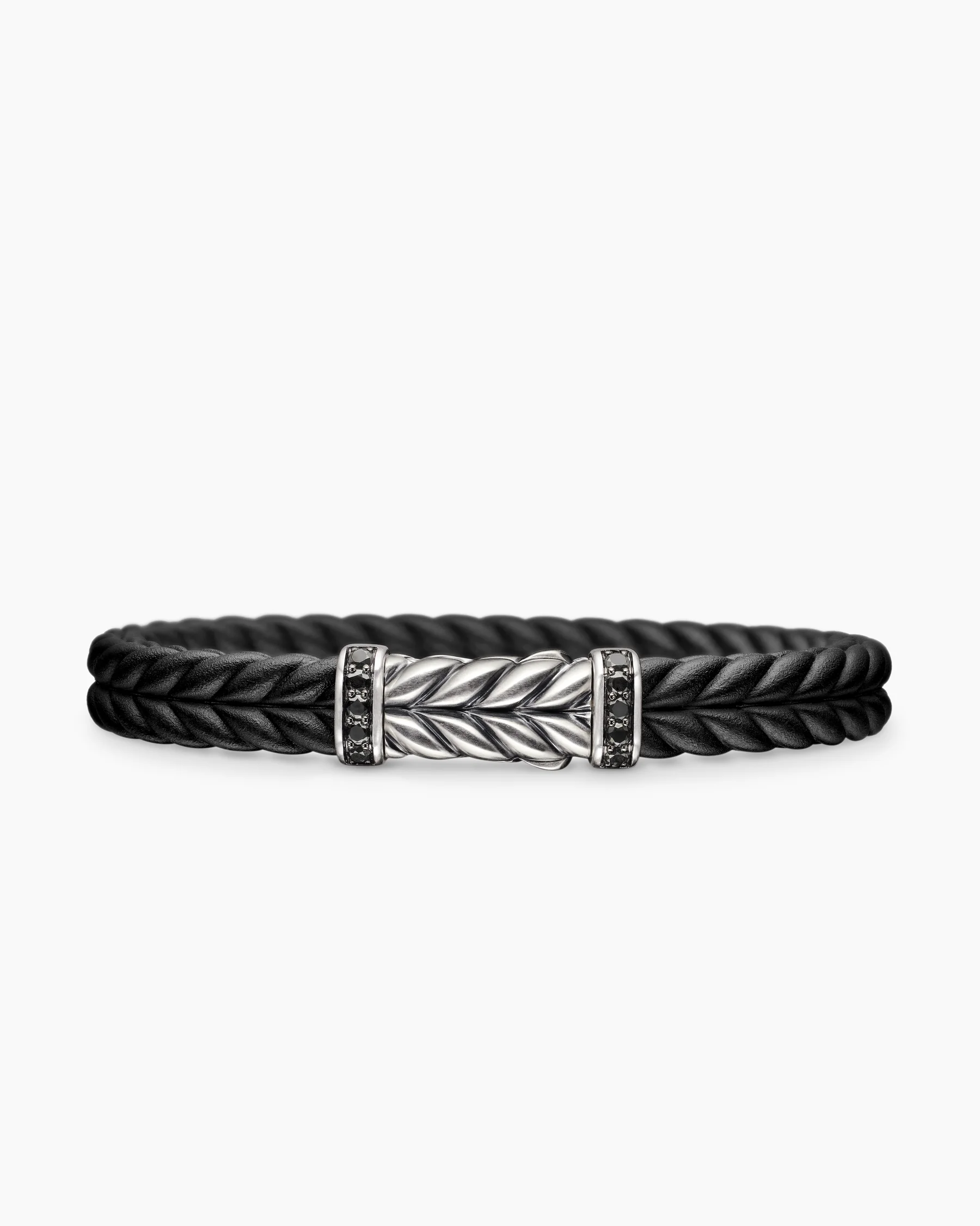 Chevron Bracelet in Black Rubber with 18K Yellow Gold and Diamonds, 9mm 55 Chevron Bracelet in Black Rubber with 18K Yellow Gold and Diamonds, 9mm