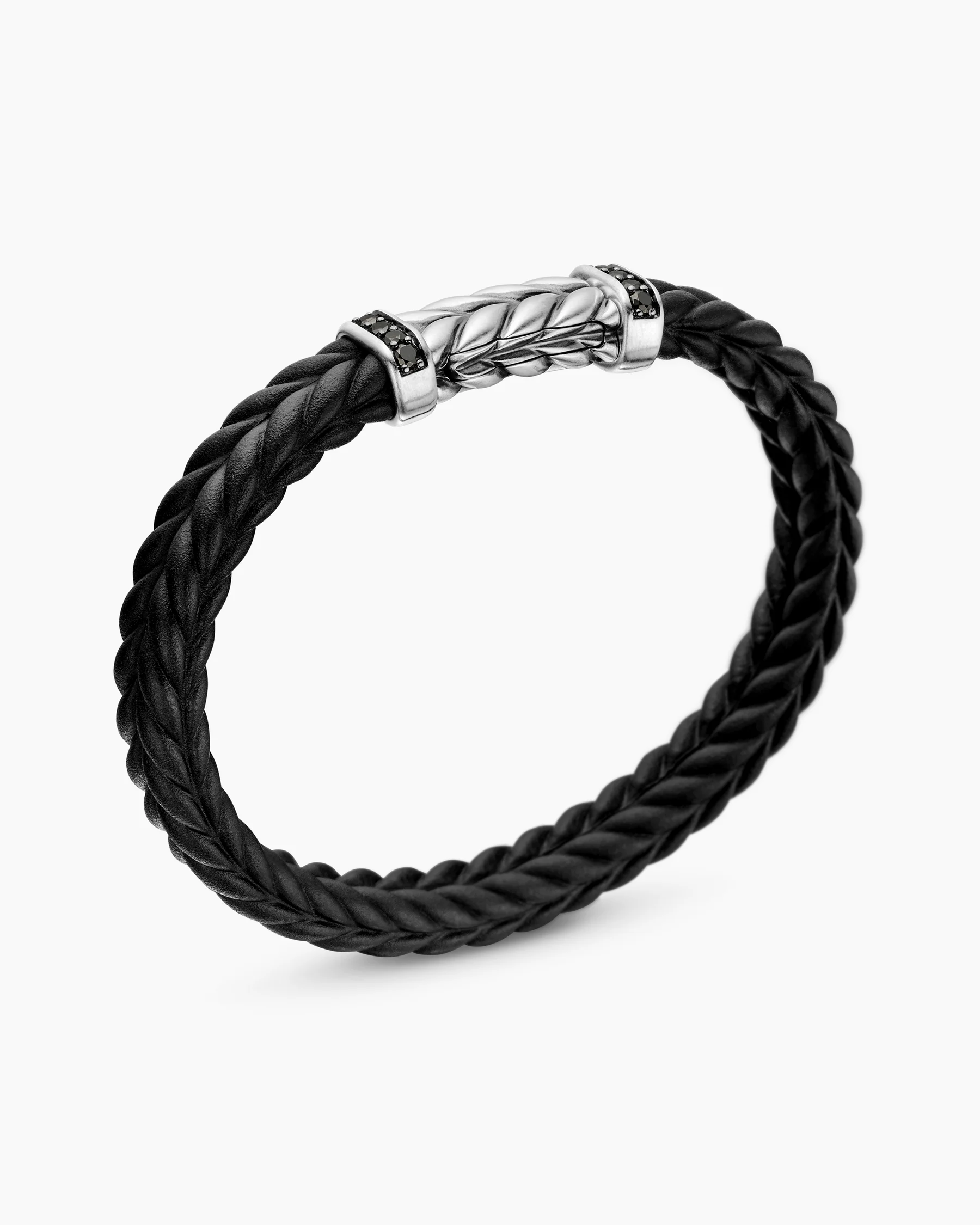 Chevron Bracelet in Black Rubber with 18K Yellow Gold and Diamonds, 9mm 57 Chevron Bracelet in Black Rubber with 18K Yellow Gold and Diamonds, 9mm